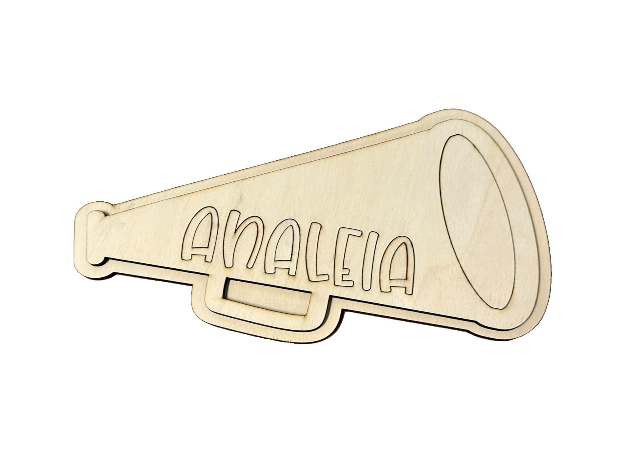 Megaphone Wooden Name Cut out and Backer for DIY Decor Personalized Wooden Name Sign | Laser Cut Wood Names Kids Room Wall Art