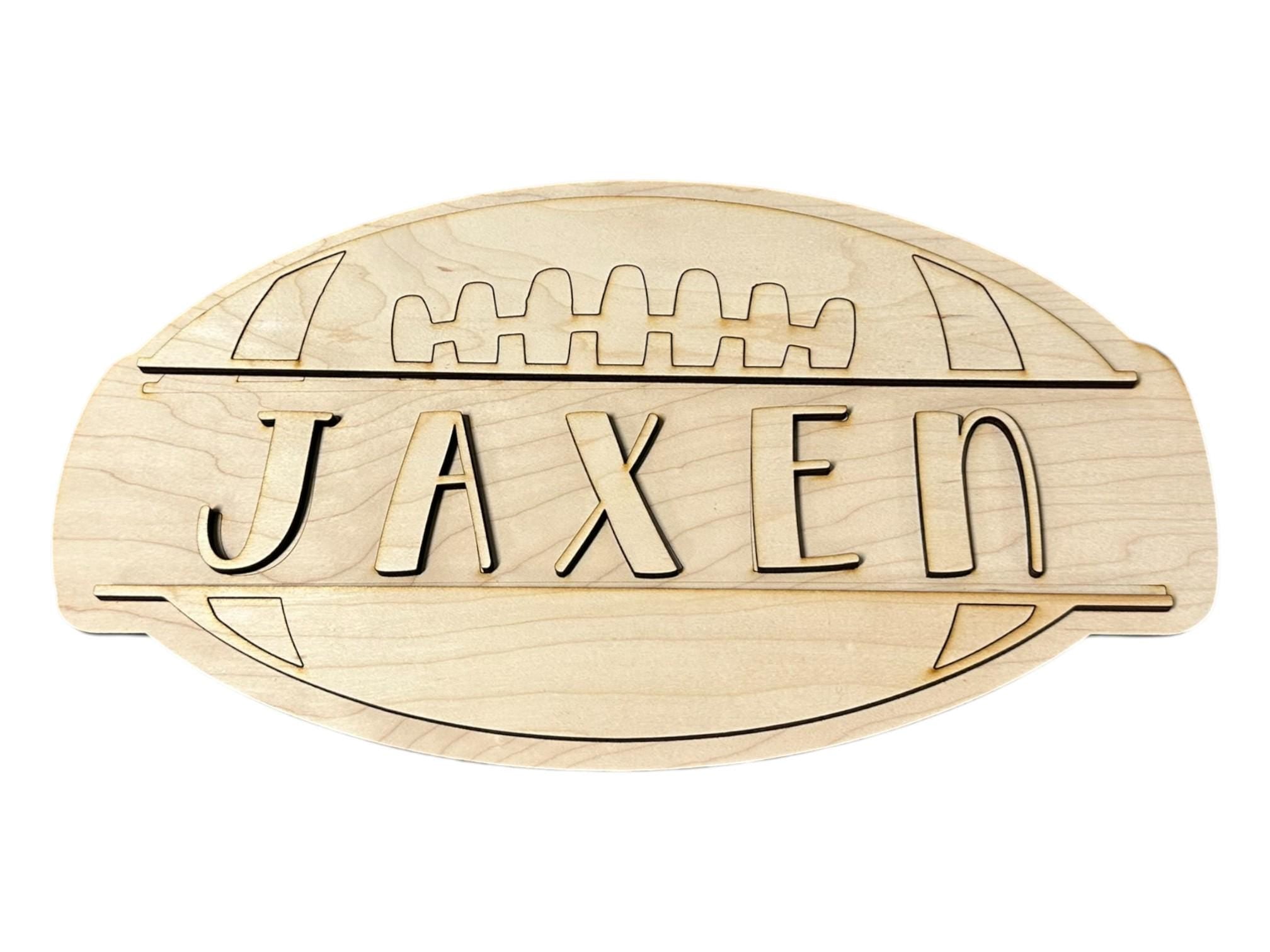 Football Wooden Name Cut out and Backer for DIY Decor Personalized Wooden Name Sign | Laser Cut Wood Names Kids Roo| Football Cheerstick