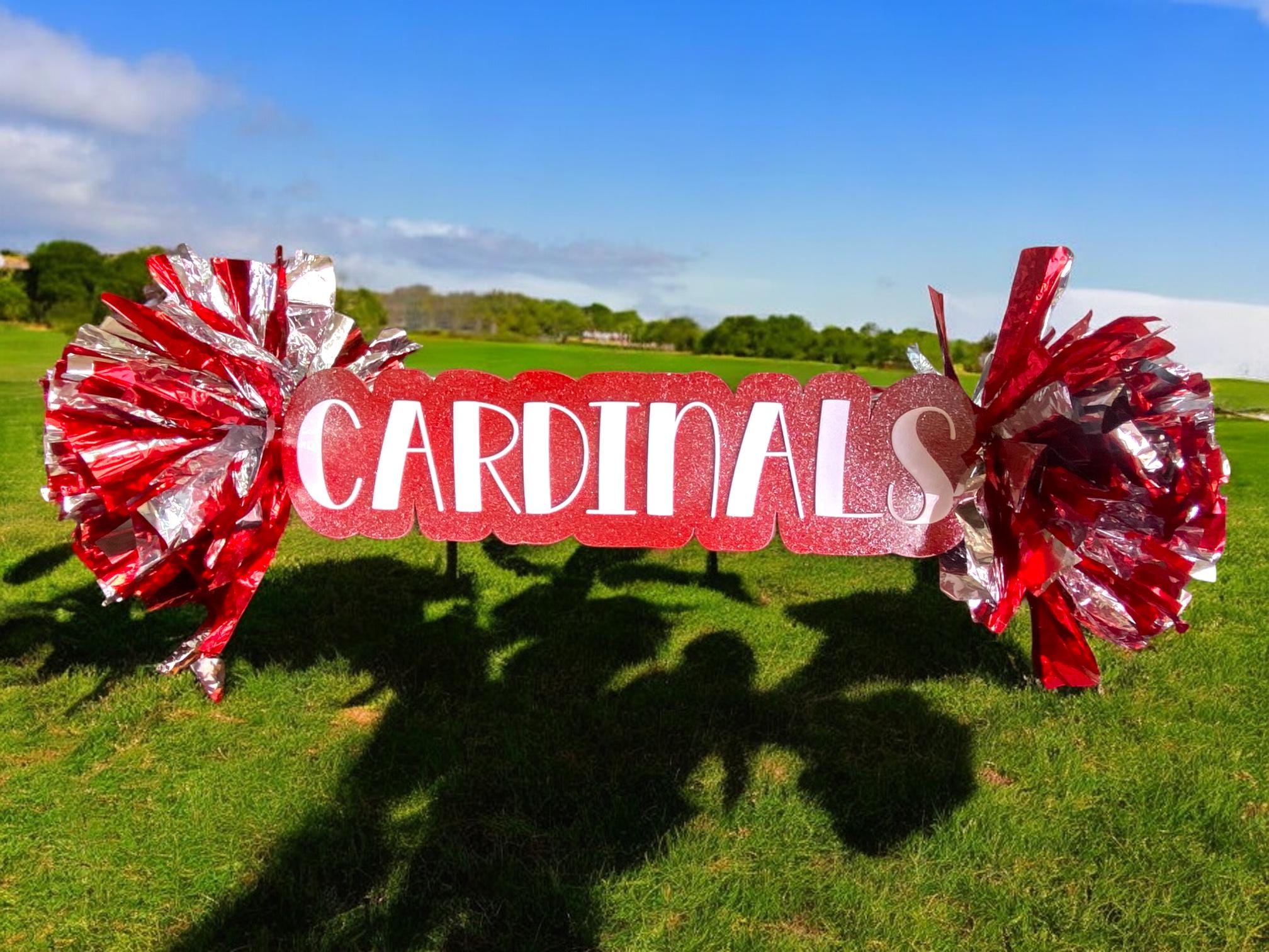 Pom Pom Sign Custom Cheer Stick - Game Day Signs - Custom Acrylic Cheer Stick - Personalized Name Cheer Sign - Sport Mom Sign - Pom Poms