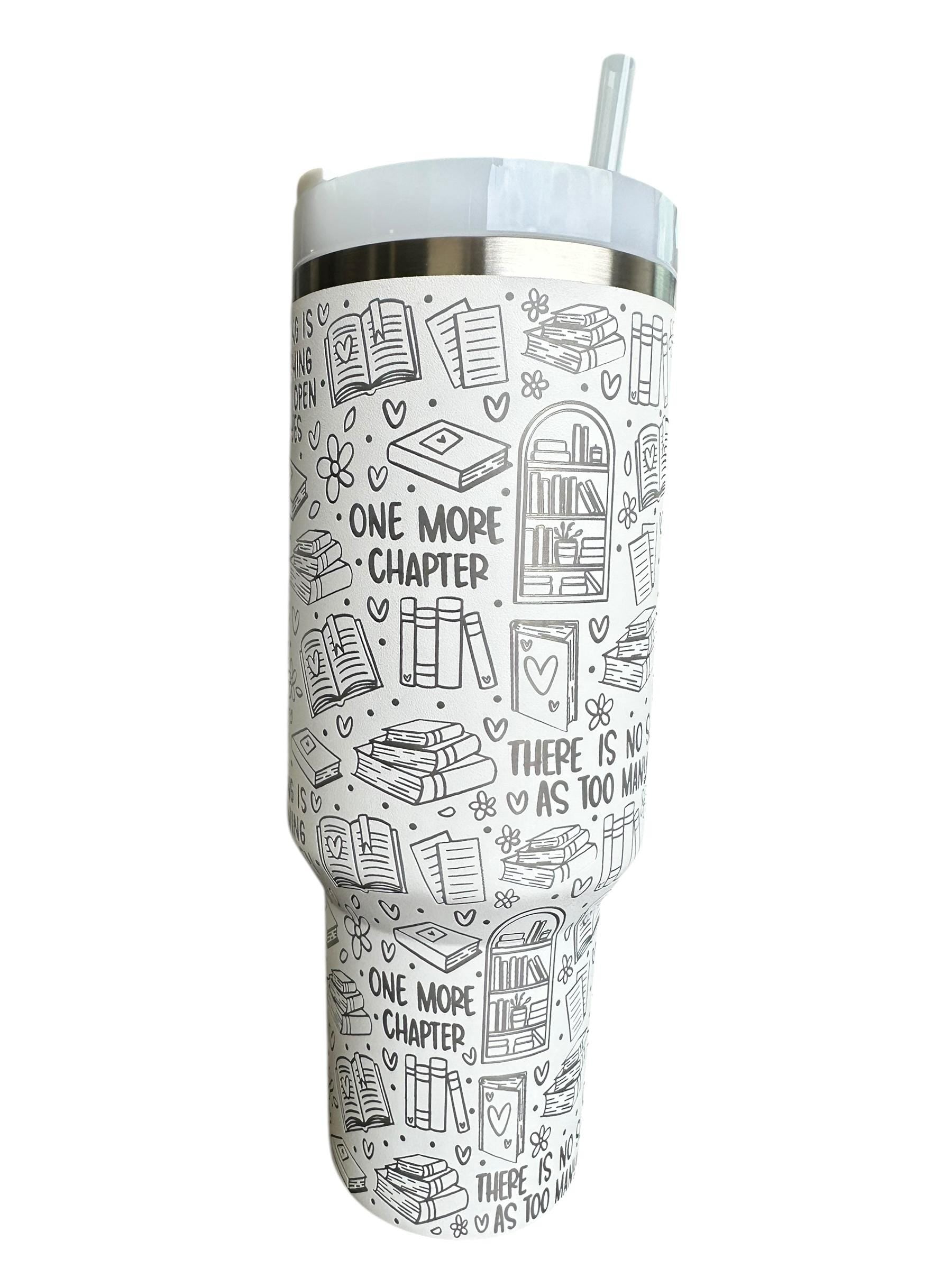 Reading is Dreaming With Your Eyes Open Engraved Cup - Book Community Custom Engraved Cup - 40oz tumbler with handle - Reading Theme Tumbler