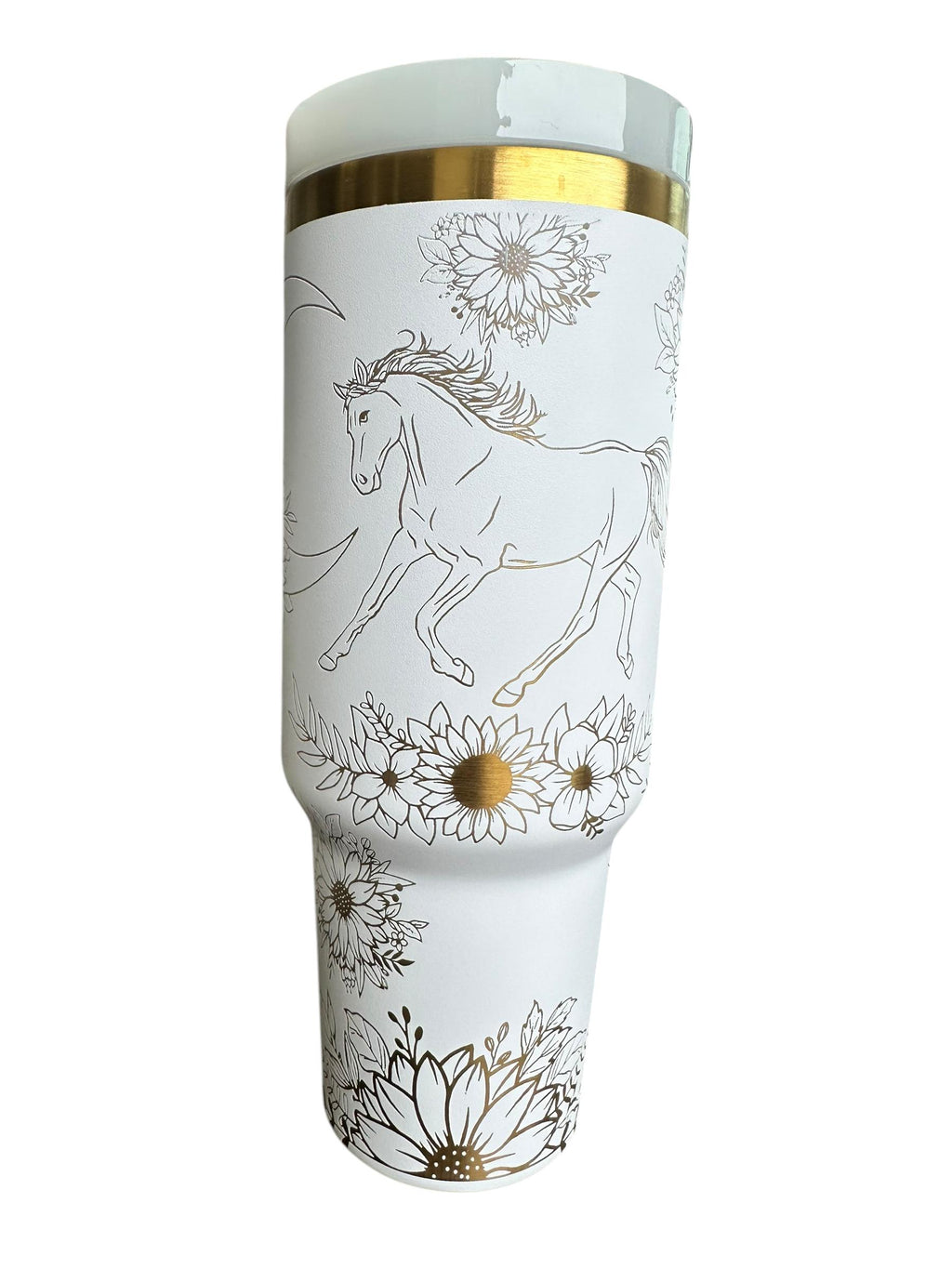 Floral Horse tumbler -  Western Engraved Tumbler  - Horse Lover engraved Country Tumbler - 40oz tumbler with handle - Horse Riding Gift