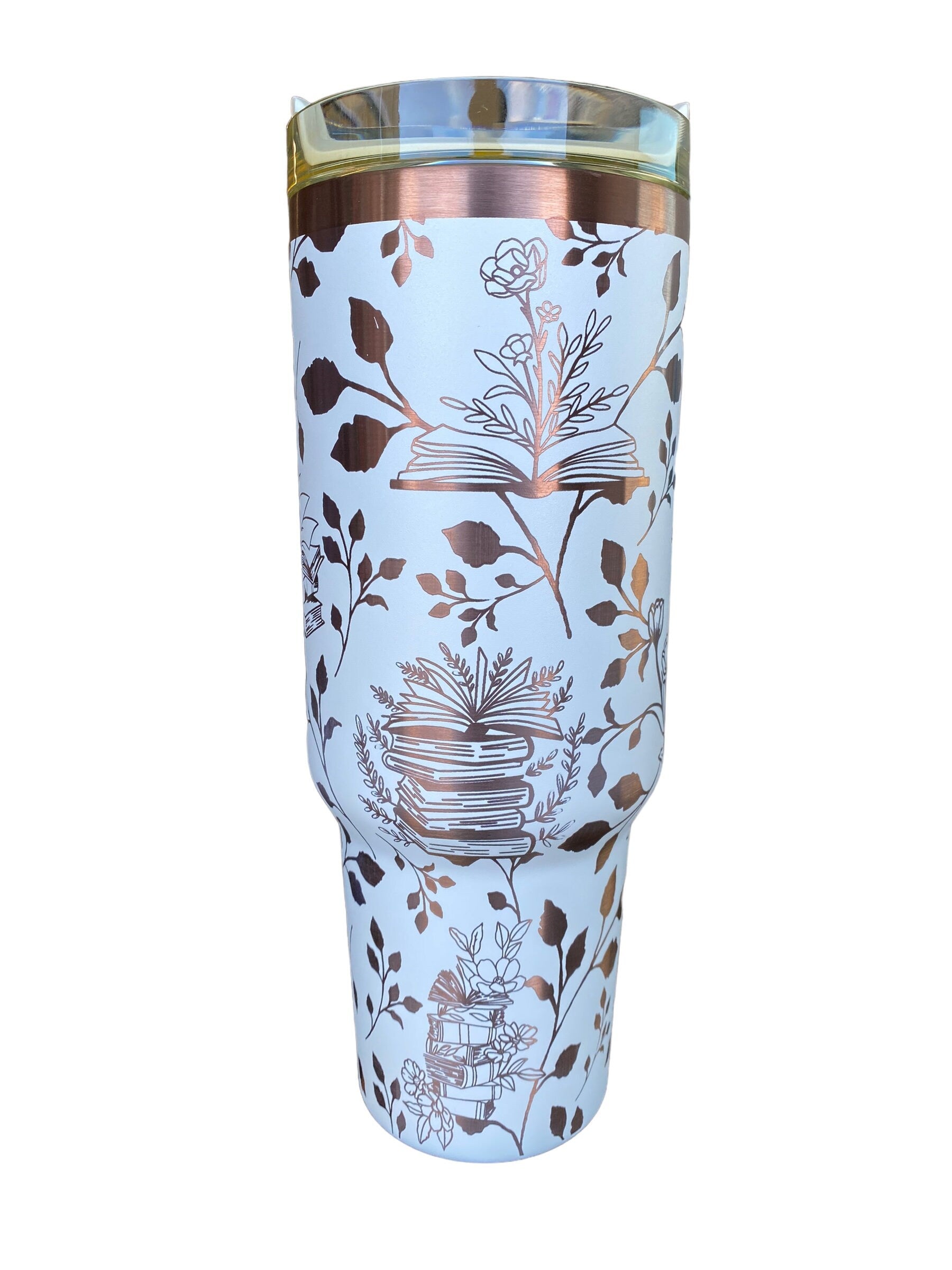 Books and Plants Tumbler - engraved Book tumbler - 40oz tumbler with handle - Reading Tumbler - Read Books Water Plants Grow