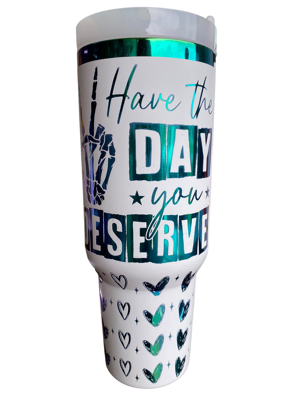 Have the Day You Deserve Tumbler - Skeleton Engraved Tumbler - 40oz Engraved Tumbler - Halloween Cup - Skeli Tumbler - Sarcastic