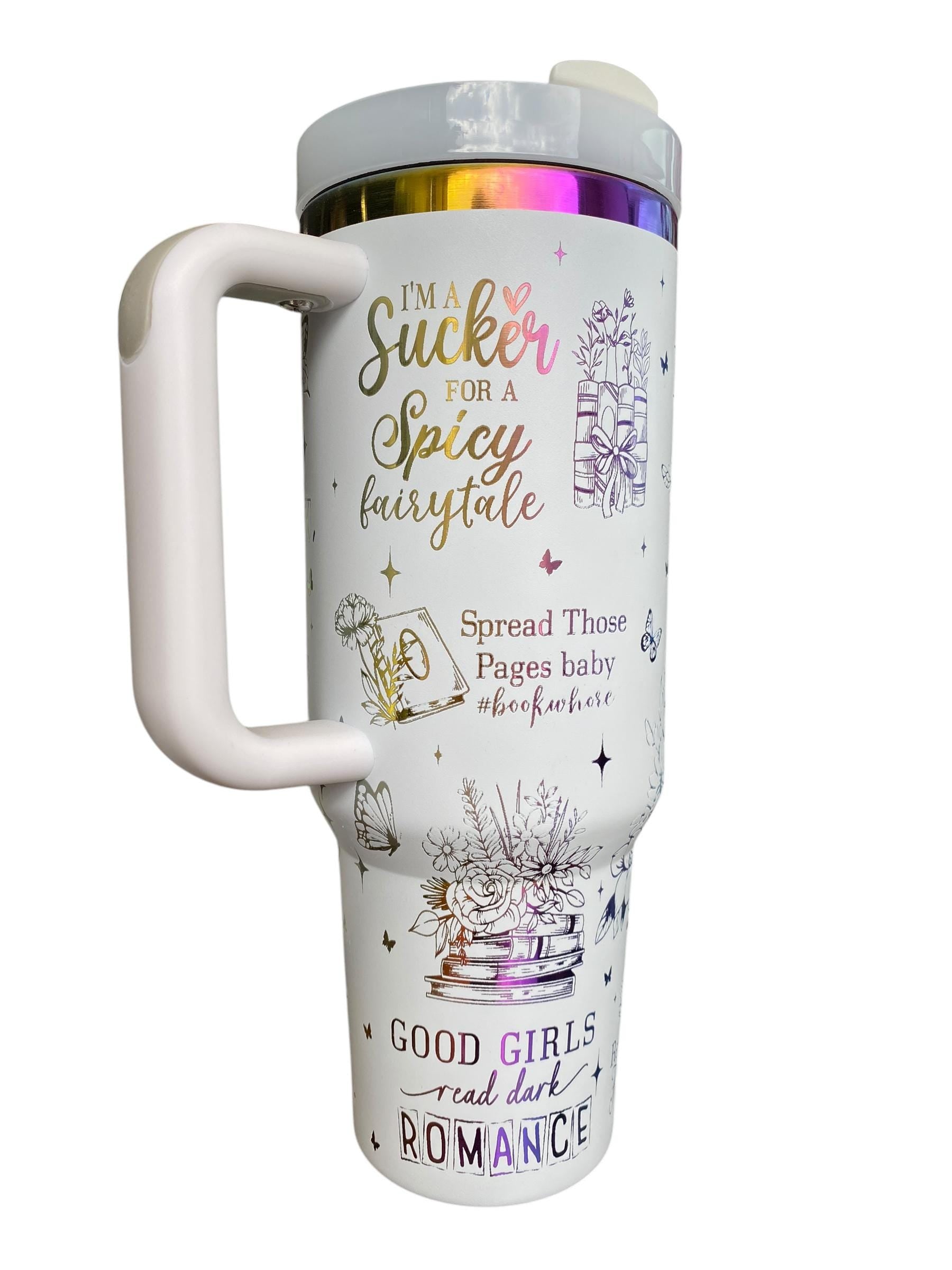 Spicy fairy Tale Tumbler - Dark Romance Reader Tumbler -  Engraved Cup - Custom Engraved Cup   40oz tumbler with handle - Romance Book Theme