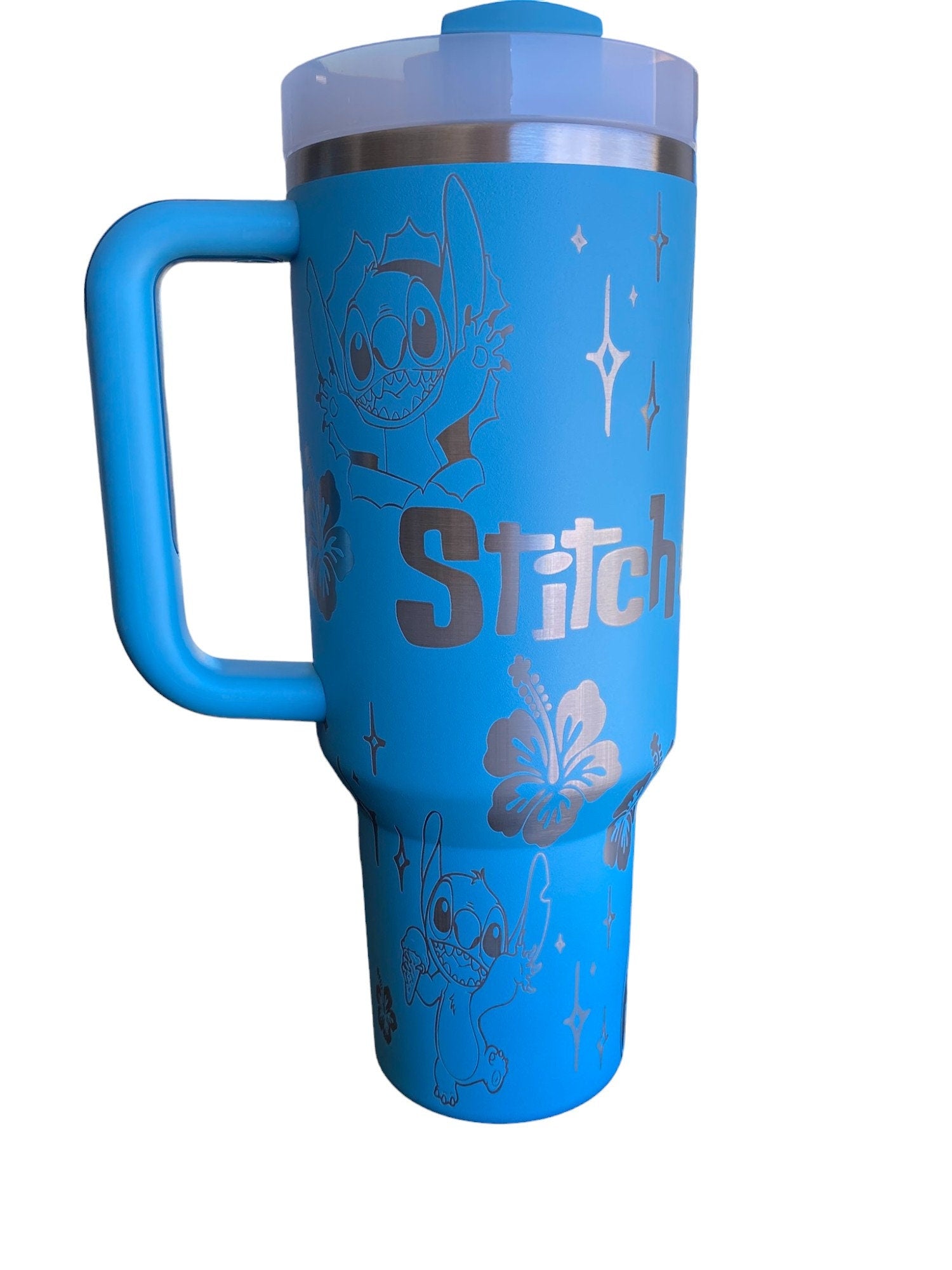 Blue Alien Cup - Custom Engraved Cup  - 40oz tumbler with handle