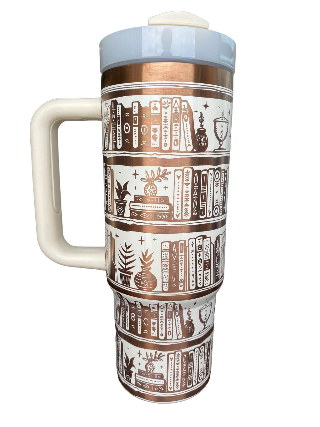 Bookshelf Tumbler - Just a Girl Who Loves Books Engraved Cup - Book Engraved Cup  - 40oz tumbler with handle - Reading Theme Tumbler