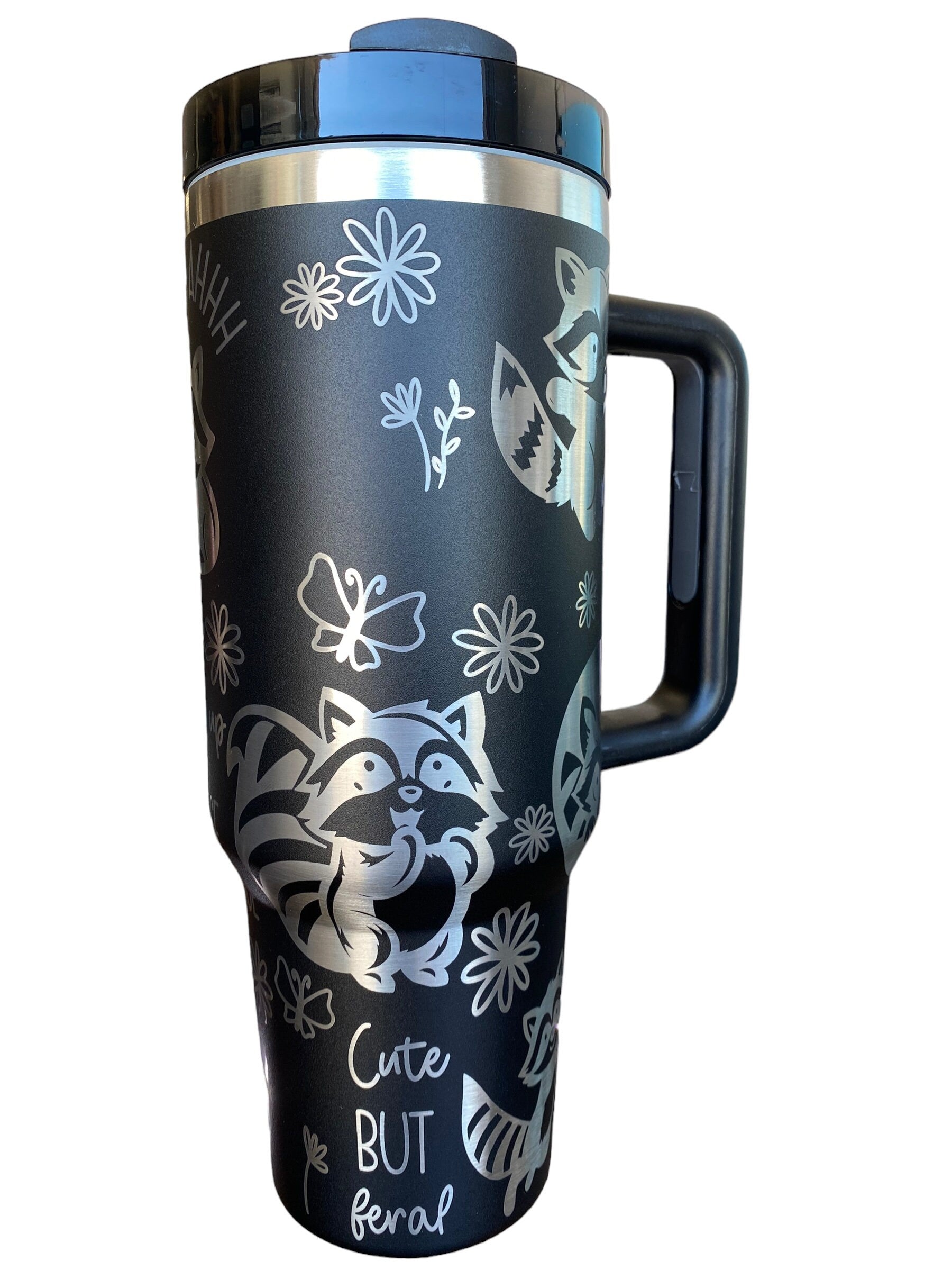 Racoon Tumbler - Cute but Feral Tumbler- Trash Panda 40oz tumbler, Racoon Engraved Tumbler, funny Racoon Gift, Laser engraved