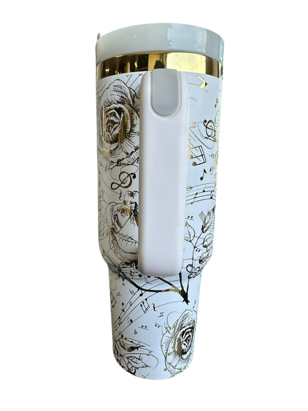 Music Tumbler - 40oz tumbler, Music Note Engraved Tumbler- Musician- Song Writer Pianist Floral tumbler, Flower tumbler, Custom 40oz tumbler