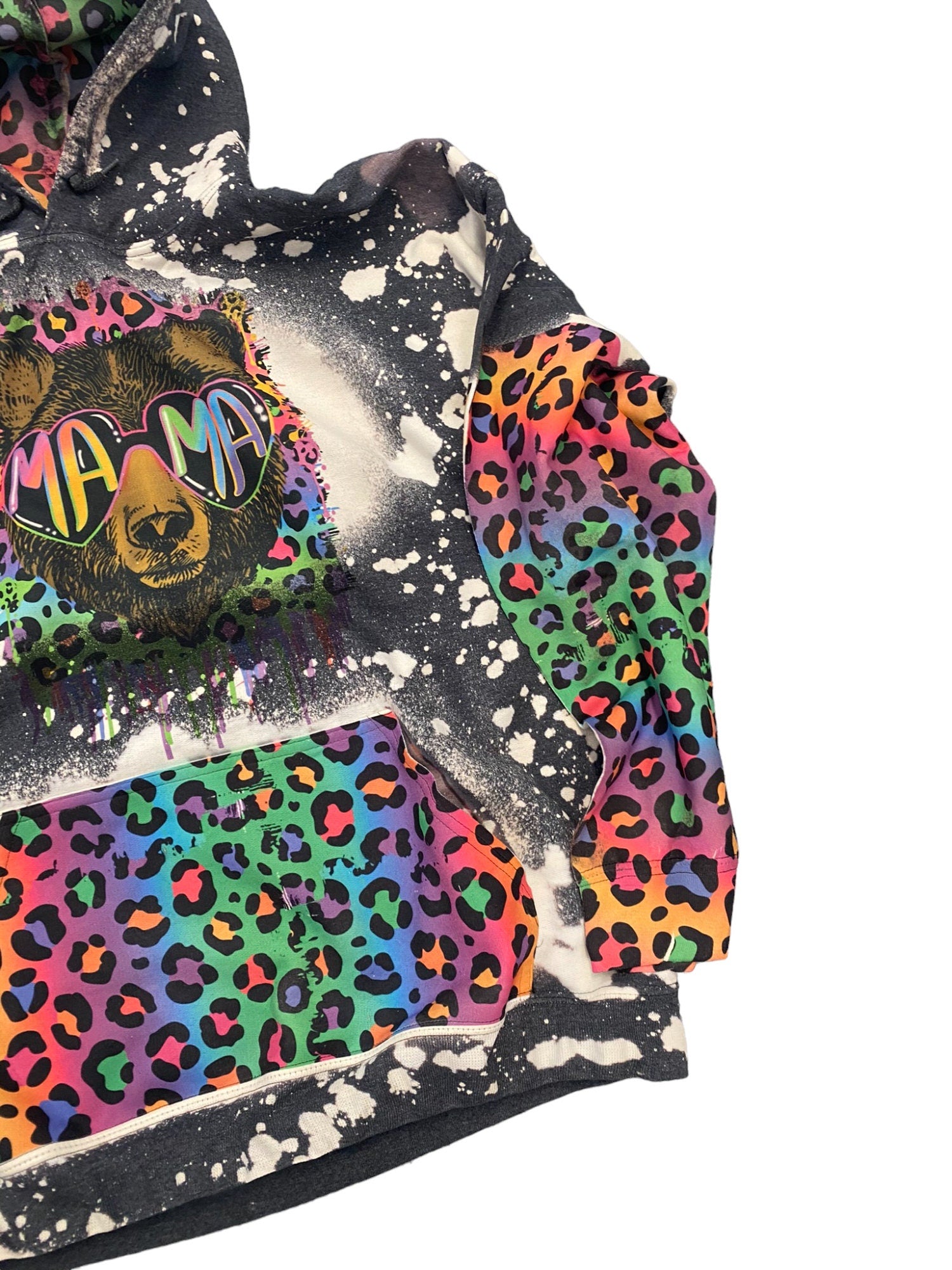 Mama Bear Hoodie - 90s Mom Hoodie - Neon Leopard Shirt - Mom Shirt - 90s mama bear sweatshirt - Bleached mama sweatshirt - Bleached Hoodies