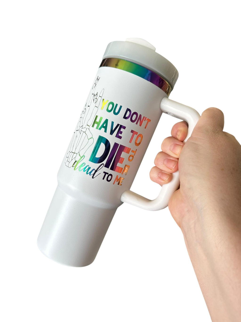 You Don't Have To Die To Be Dead To Me Tumbler | Sassy Quote Tumbler | Skeleton Peace Sign | Butterfly Tumbler | Sarcastic Gift | Attitude