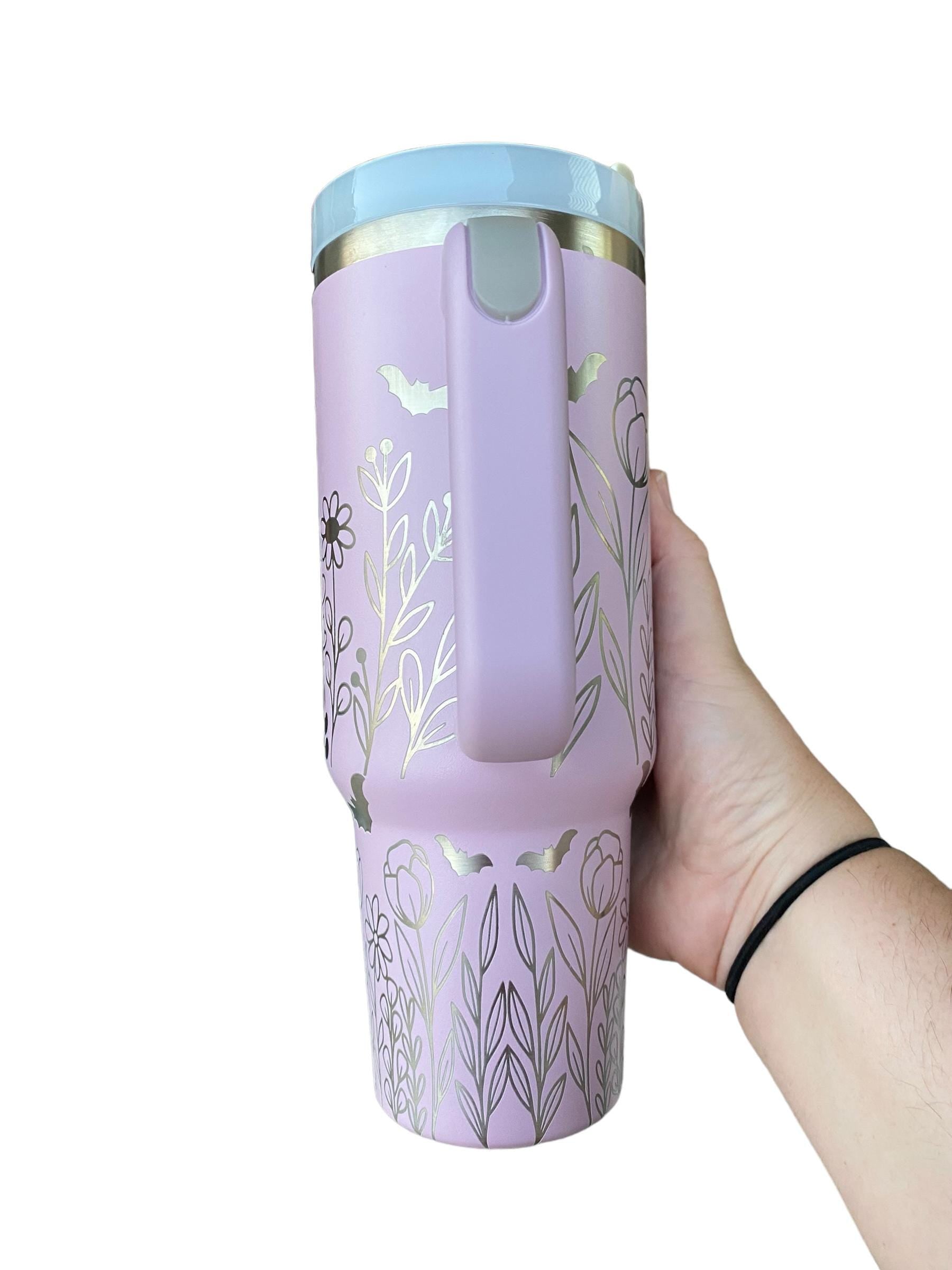 Cute Halloween Tumbler - Cute Ghost Halloween Engraved Tumbler - 40oz Engraved Tumbler - Halloween Cup - Ghosts and Flowers Tumbler