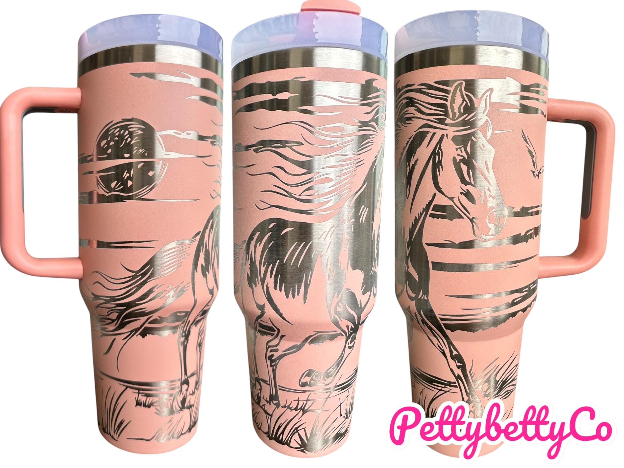 Horse tumbler -  Western Engraved Tumbler  - Horse Lover engraved Country Tumbler - 40oz tumbler with handle - Horse Riding Gift
