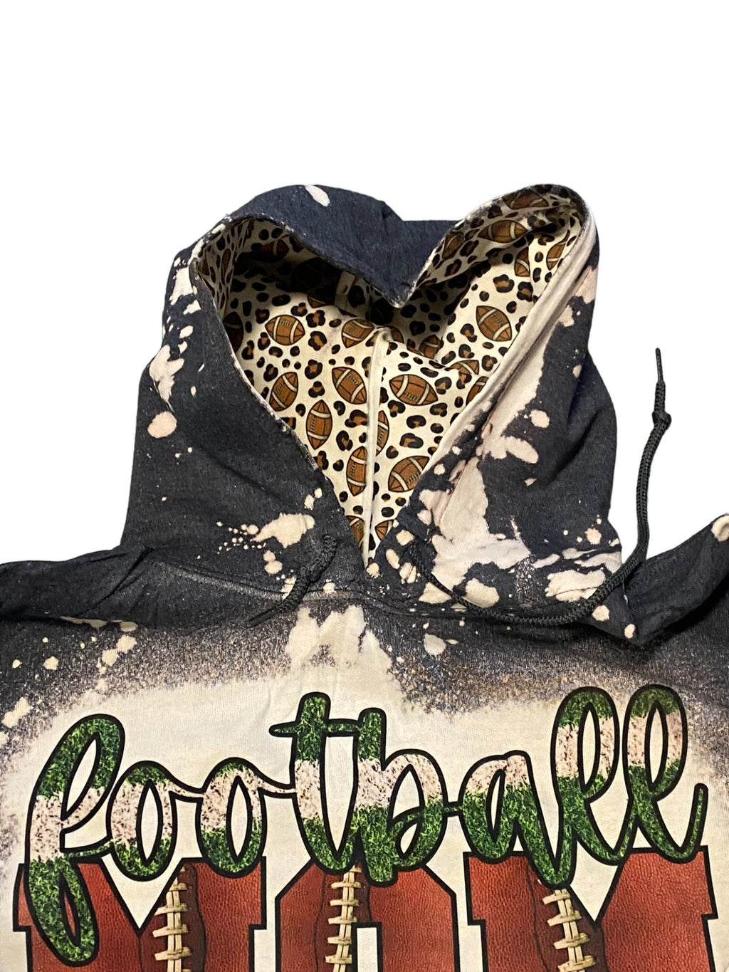 Football Mom Bleached Hoodie -  Custom Football eart with Names on Sleeve - Bleached Hoodie - Custom Hoodie - Football Shirt Sweatshirt