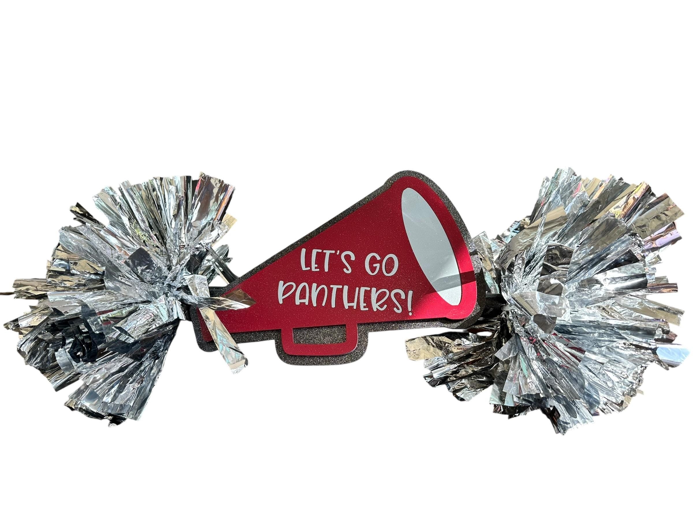 Cheerleading Custom CheerStick - Game Day Signs - Megaphone CheerStick - Personalized Name Cheer Sign - School Spirit Sign - Pom Poms