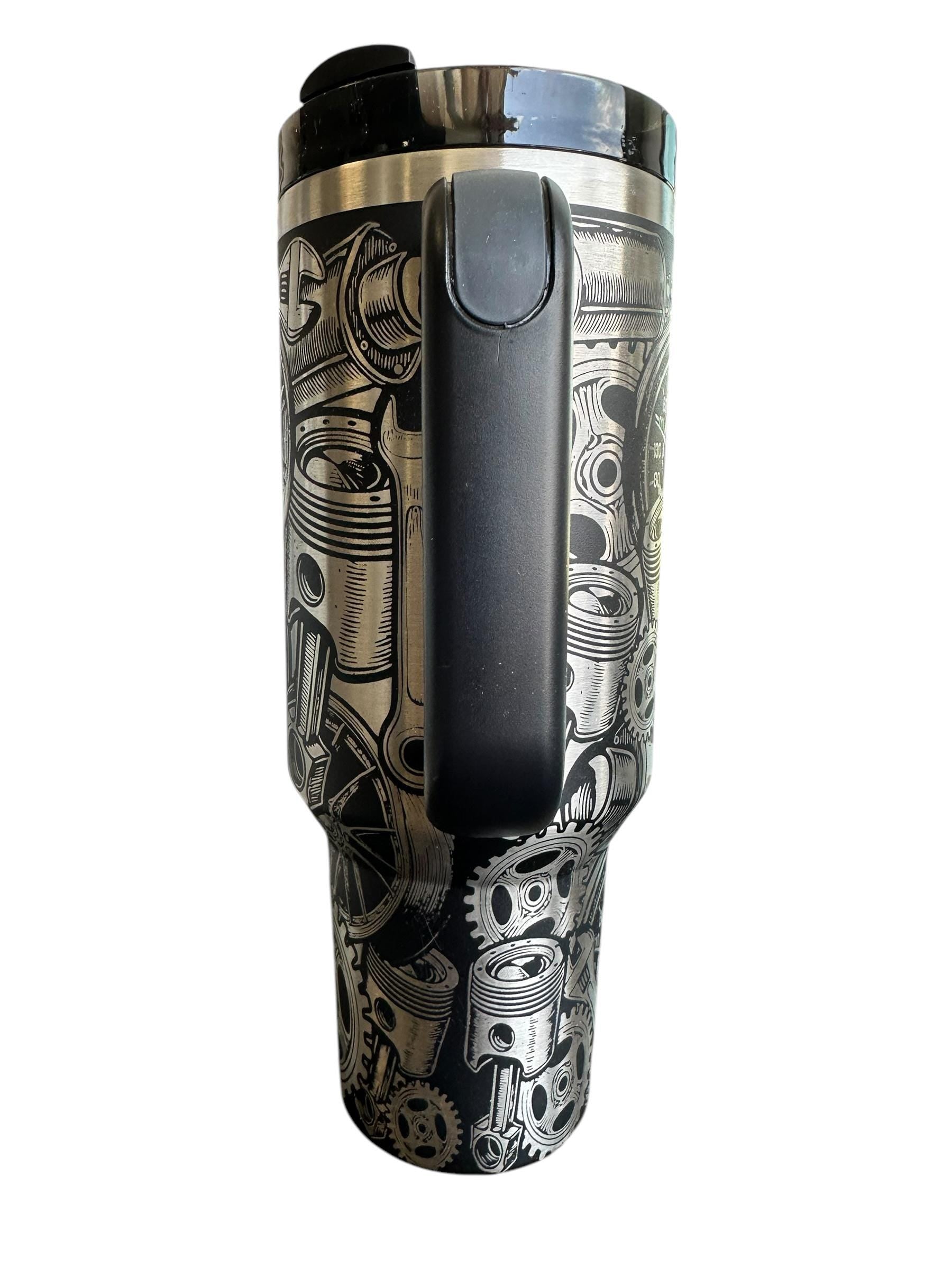 Motor engraved Tumbler - Engine Cup - Gear head Cup - Dirty Hands Clean Money - Gift for Him - Mechanic Cup - Blue Collar Guy - Father's day