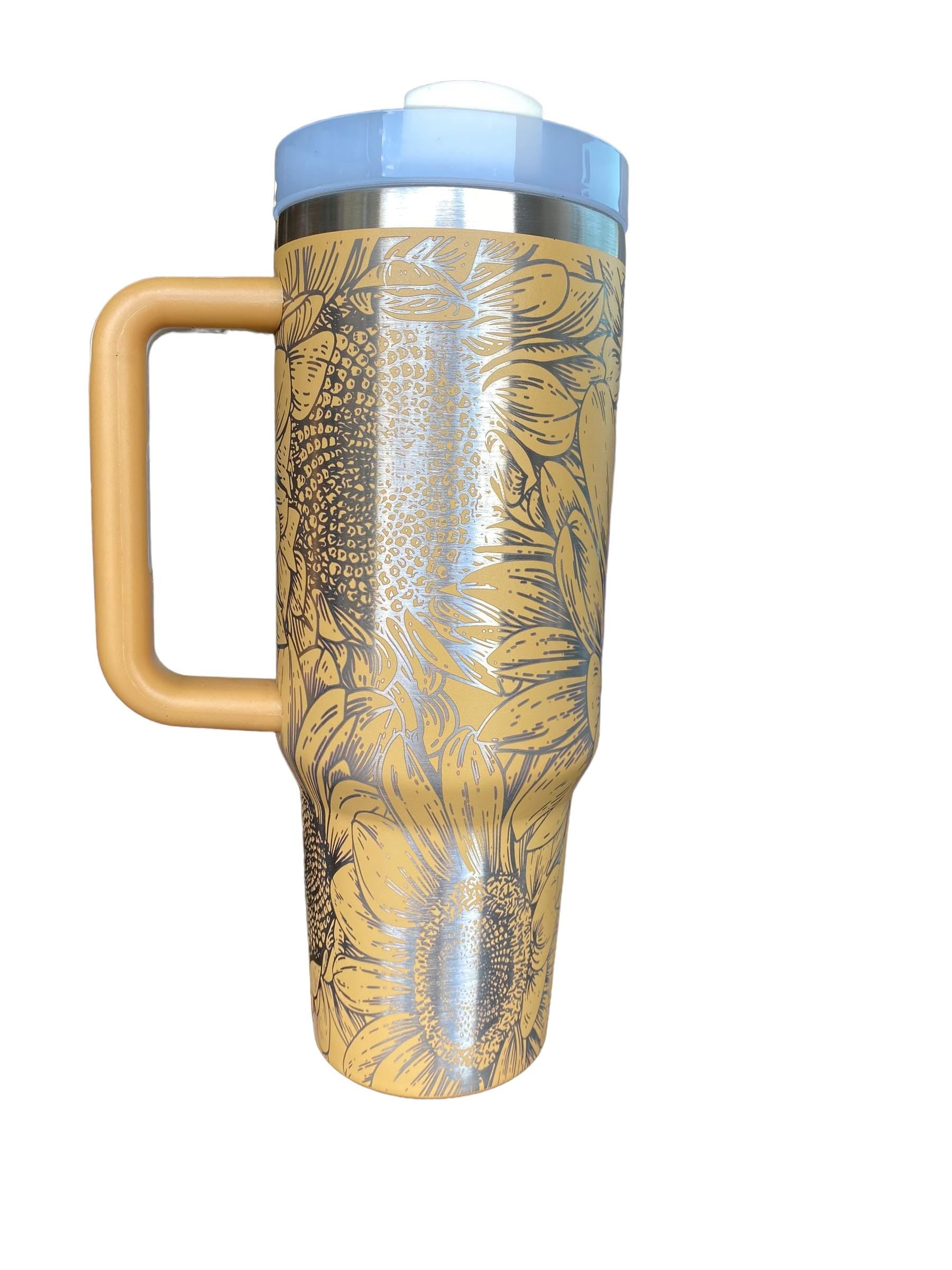 Sunflower tumbler - Yellow Sunflower Cup - Engraved Floral Tumbler - Sun Flower Tumbler - engraved Tumbler - 40oz tumbler