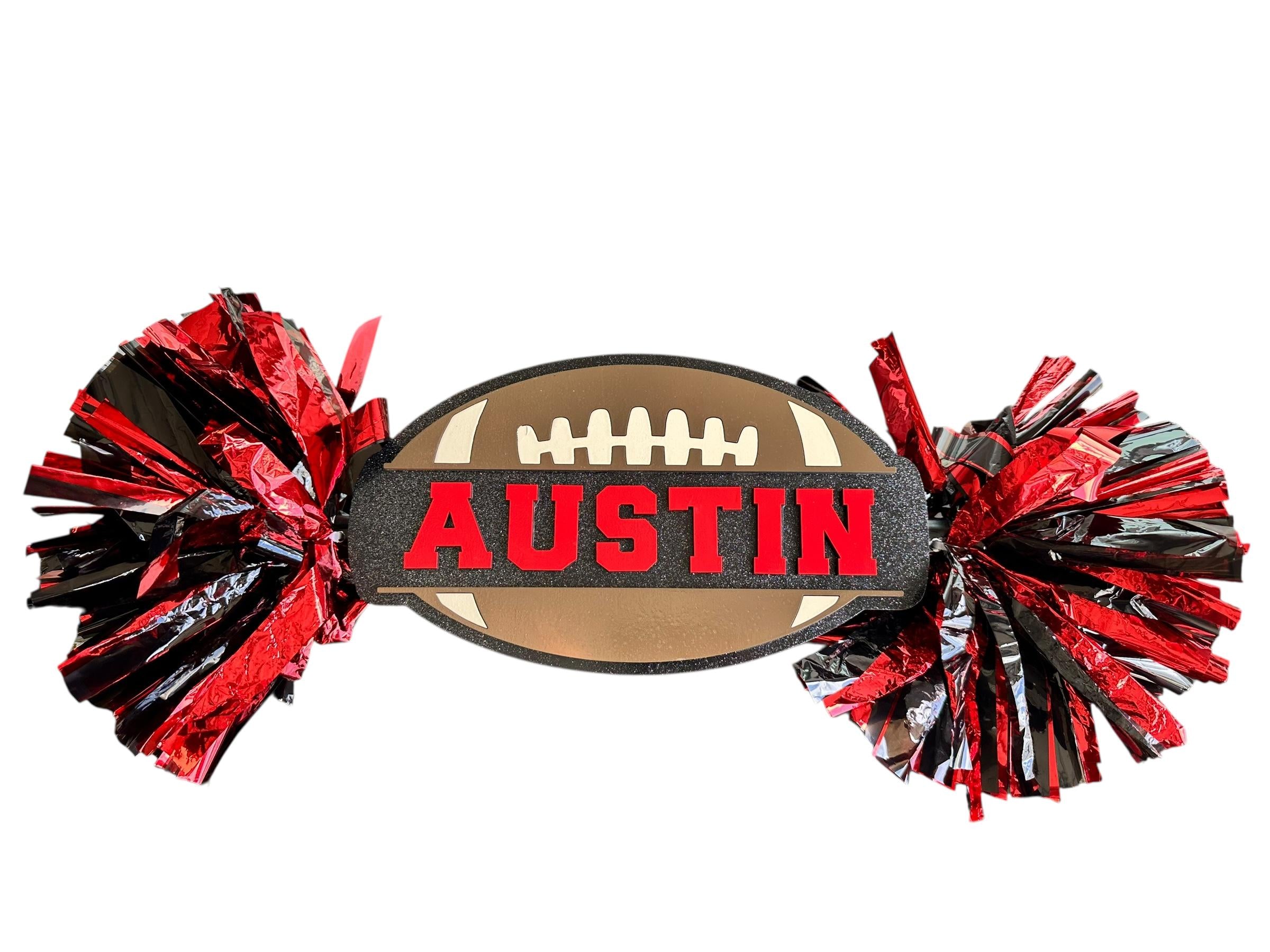 Football Wooden Name Cut out and Backer for DIY  Decor Personalized Wooden Name Sign |  Laser Cut Wood Names  Kids Roo| Football Cheerstick