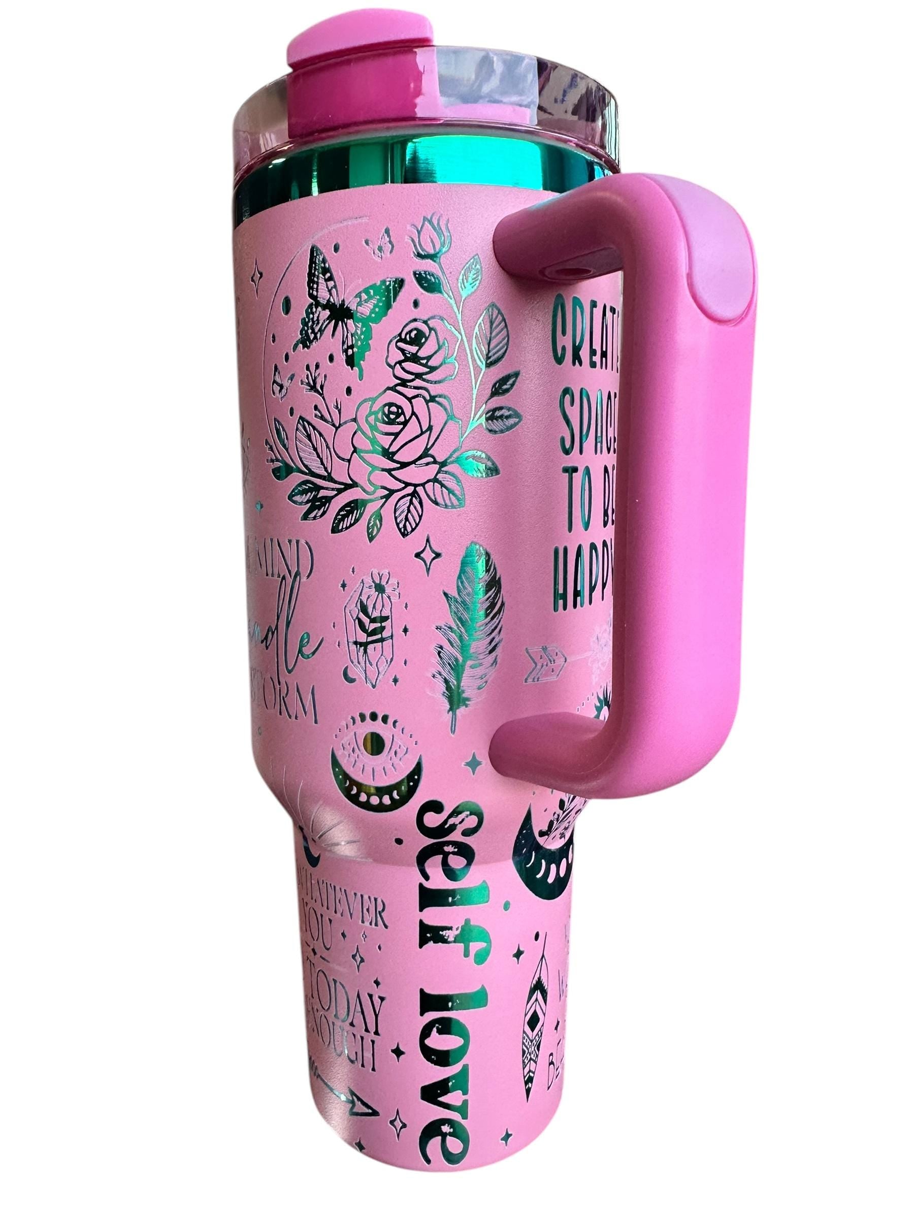 Positive Affirmation Tumbler - Self Care -  Self Love tumbler -40oz tumbler - Engraved Tumbler- Floral tumbler, tumbler, Custom 40oz tumbler