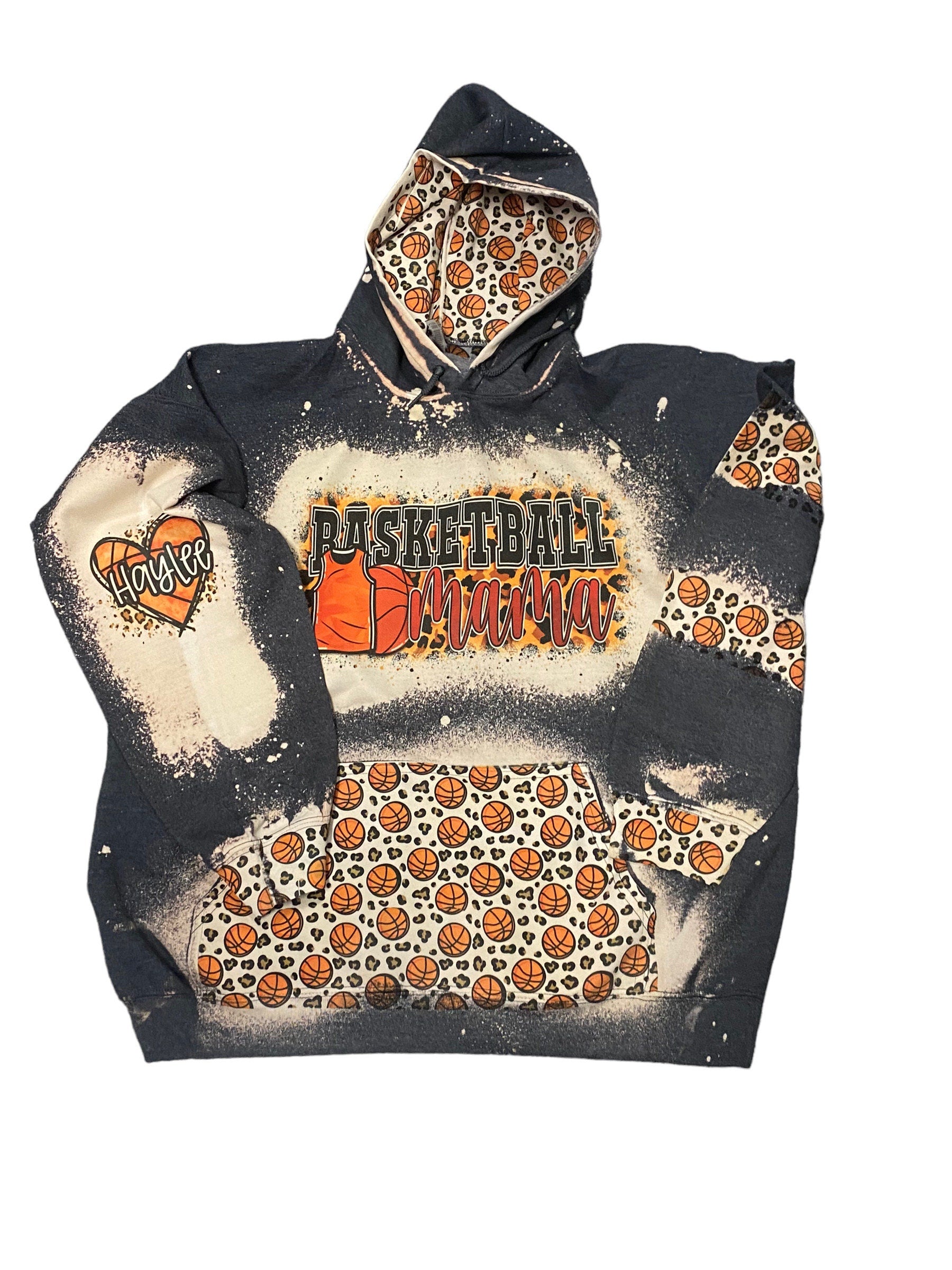 Basketball Hoodie - Custom Basketball Bleached Hoodie - Basketball Mama Shirt - Custom Sport Hoodie