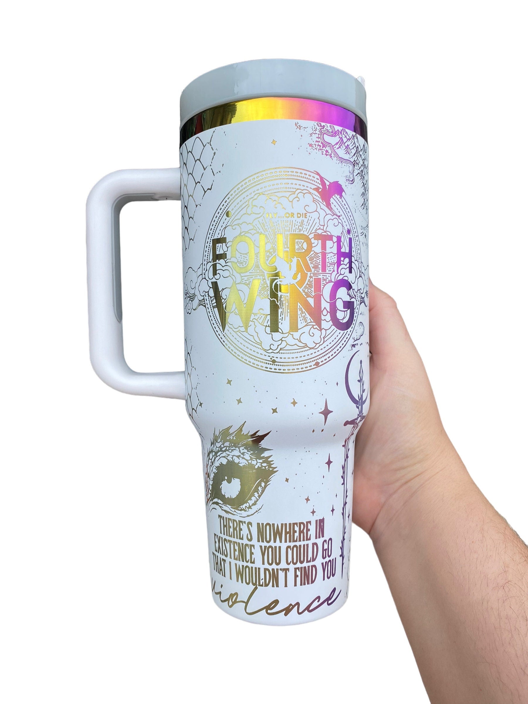 Dragon Book Engraved Tumbler - In My Dragon Era - Booktok Engraved Cup - Custom Engraved Cup  - 40oz tumbler with handle -Book Theme Tumbler