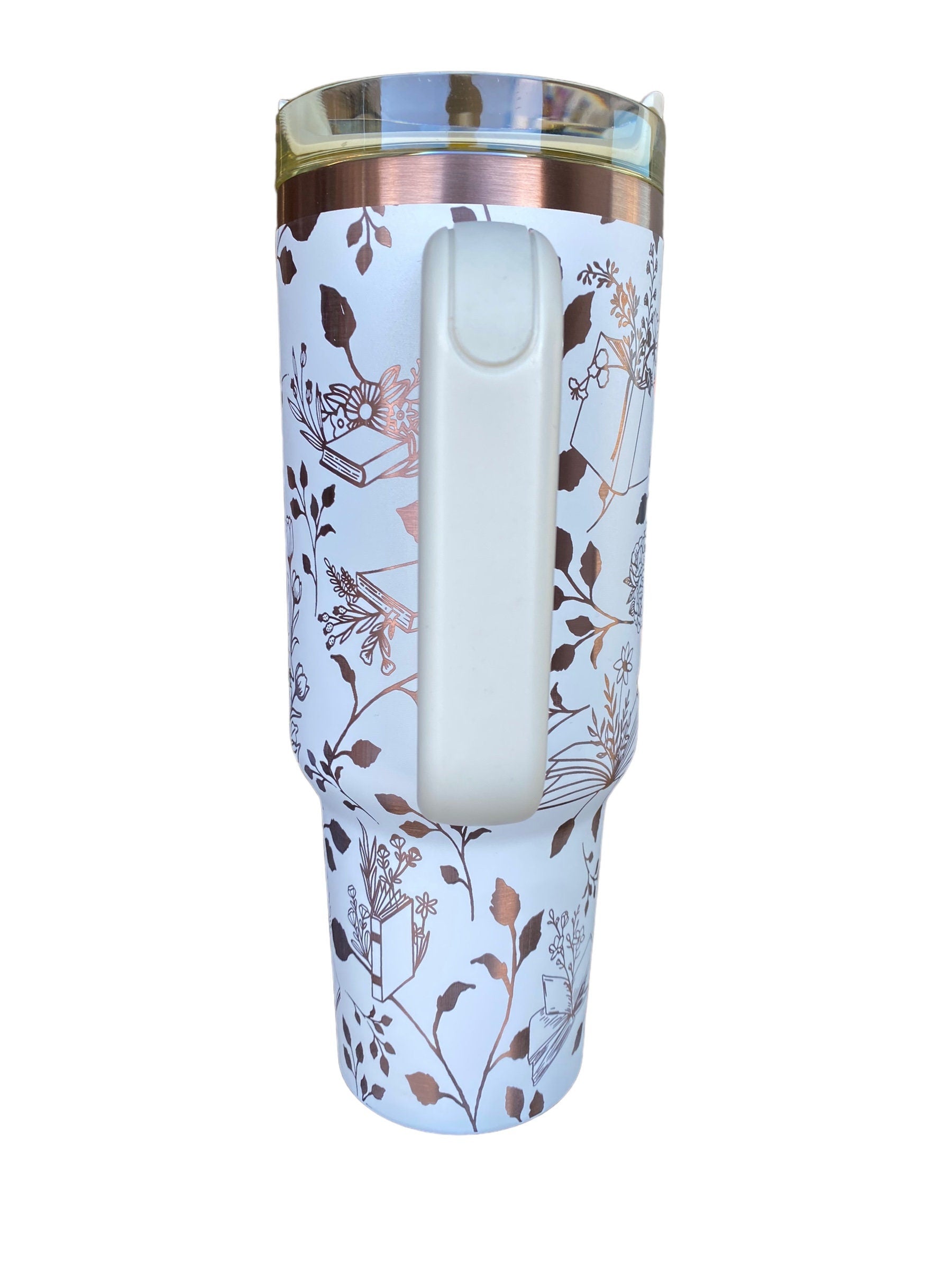 Books and Plants Tumbler - engraved Book tumbler - 40oz tumbler with handle - Reading Tumbler - Read Books Water Plants Grow