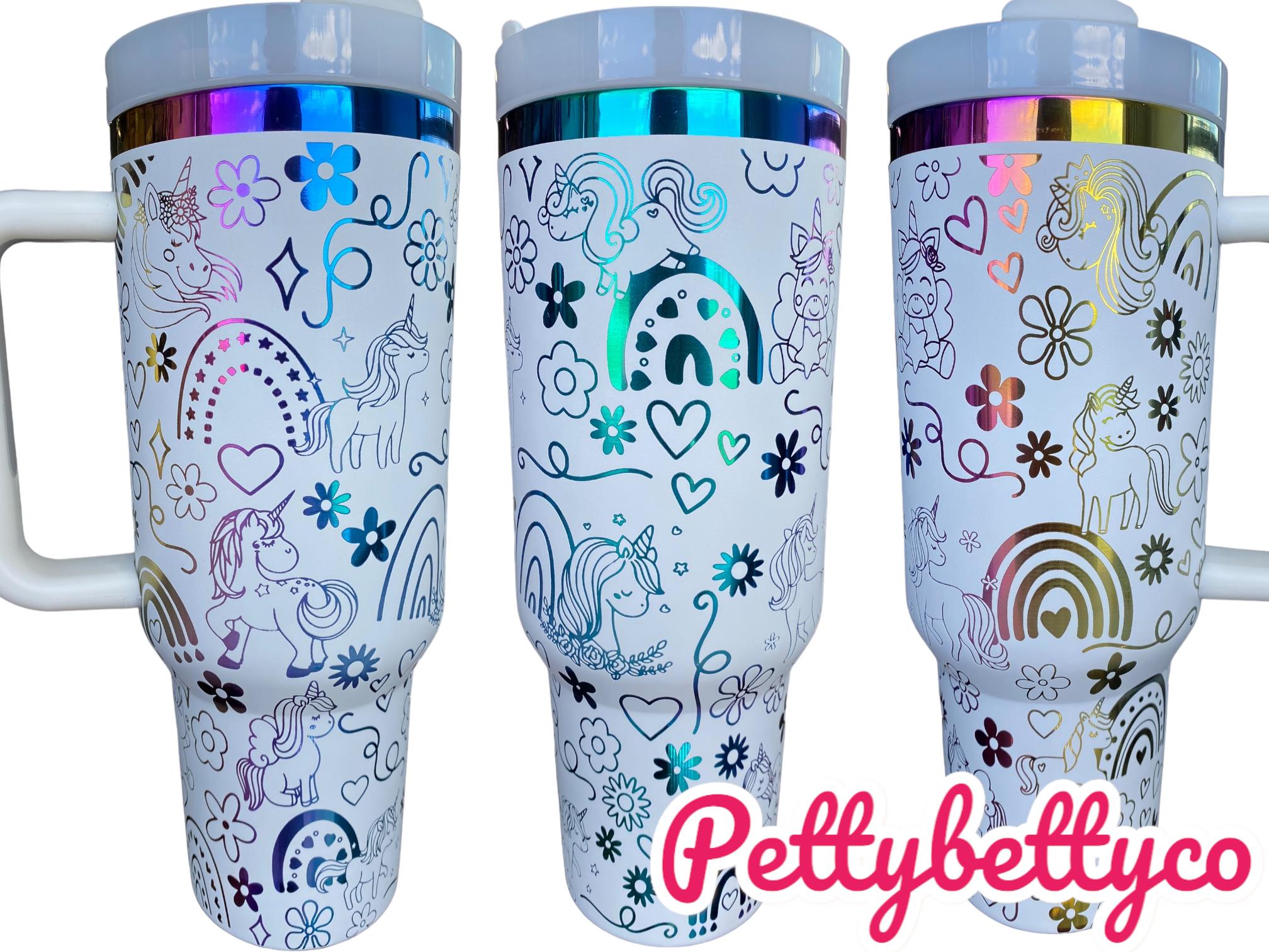 Unicorns and rainbows tumbler - 40oz Tumbler - Cute Unicorn Tumbler - Rainbow Love tumbler - engraved Tumbler - 40oz tumbler