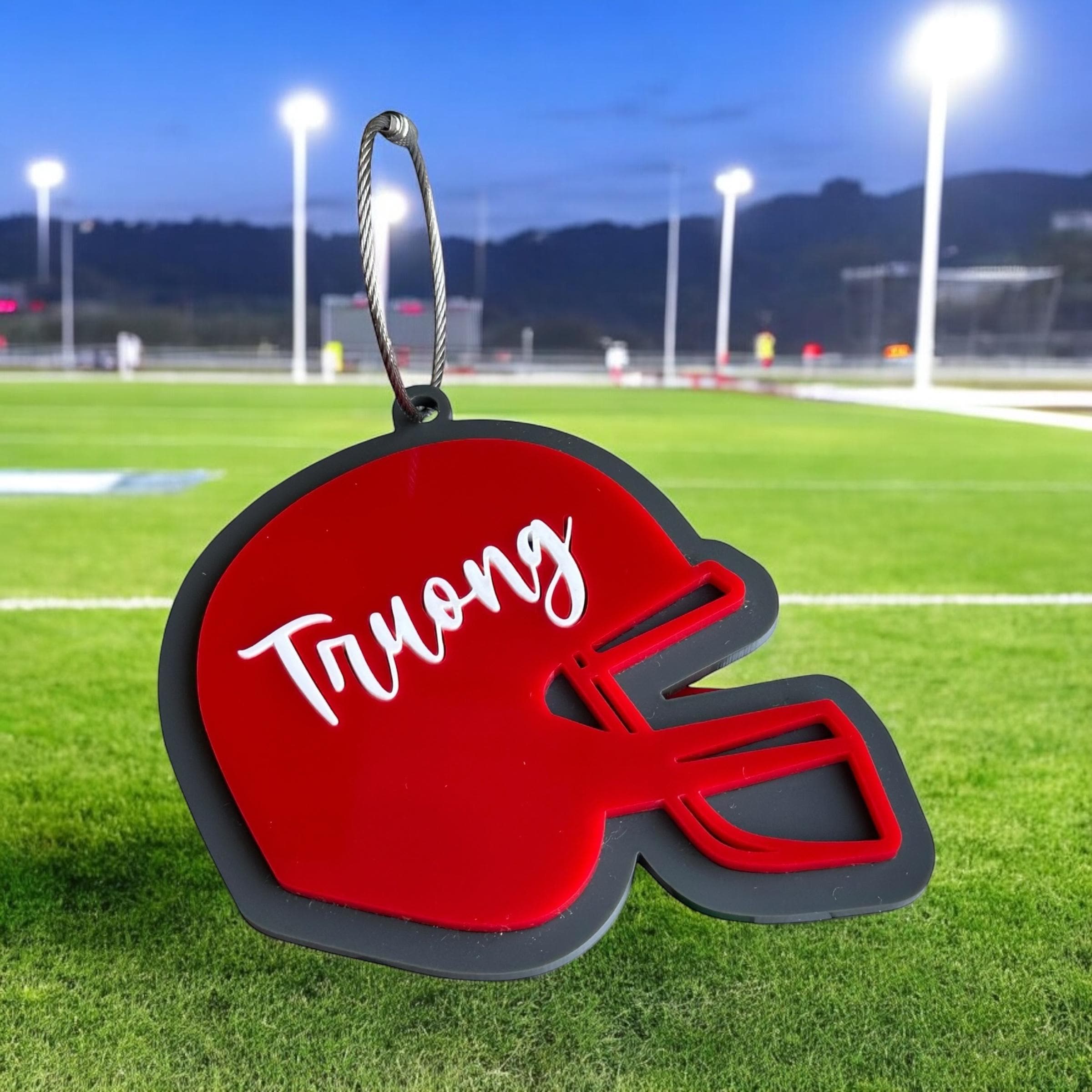 Custom Football Helmet Bag Tag for Players - Personalized Name Football Keychain - Football Team Gift - Ball Bag Tag  - Name keychain
