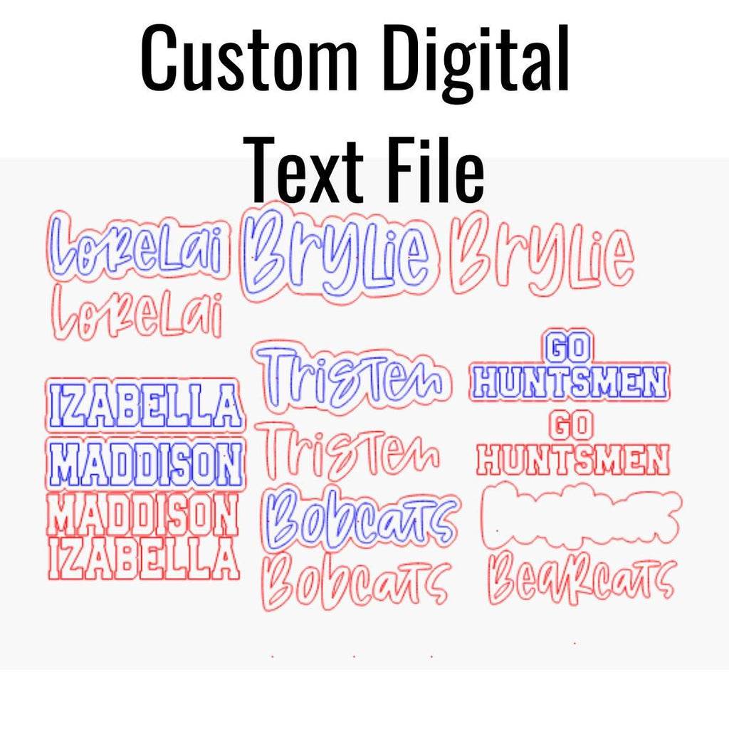 Custom text Cut File - Custom SVG for Cheerstick Name - Choose font- Digital Download