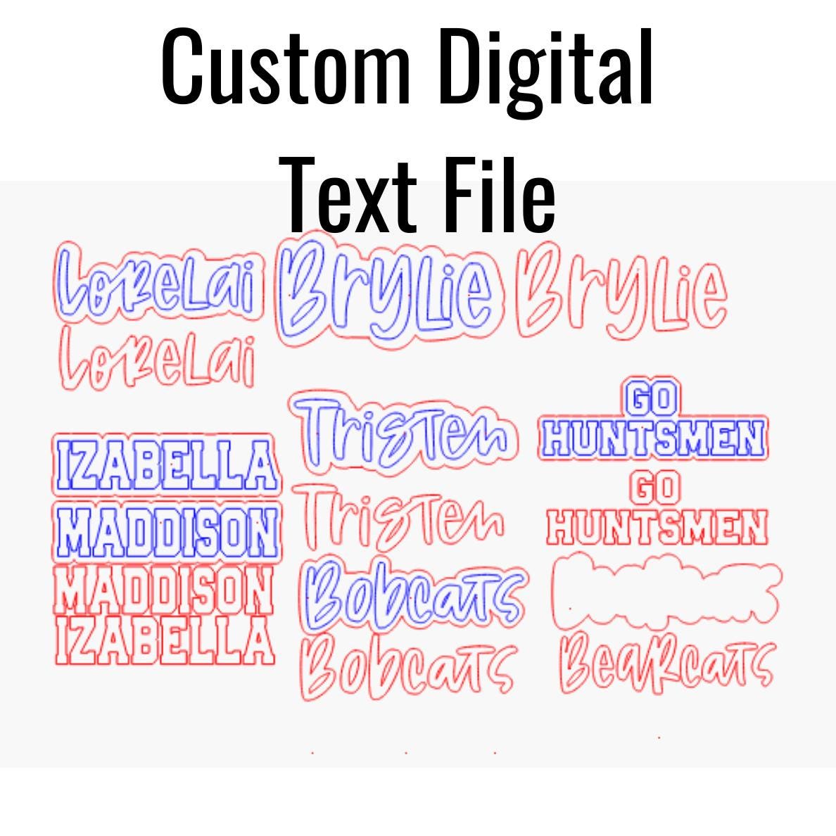 Custom text Cut File - Custom SVG for Cheerstick Name - Choose font- Digital Download