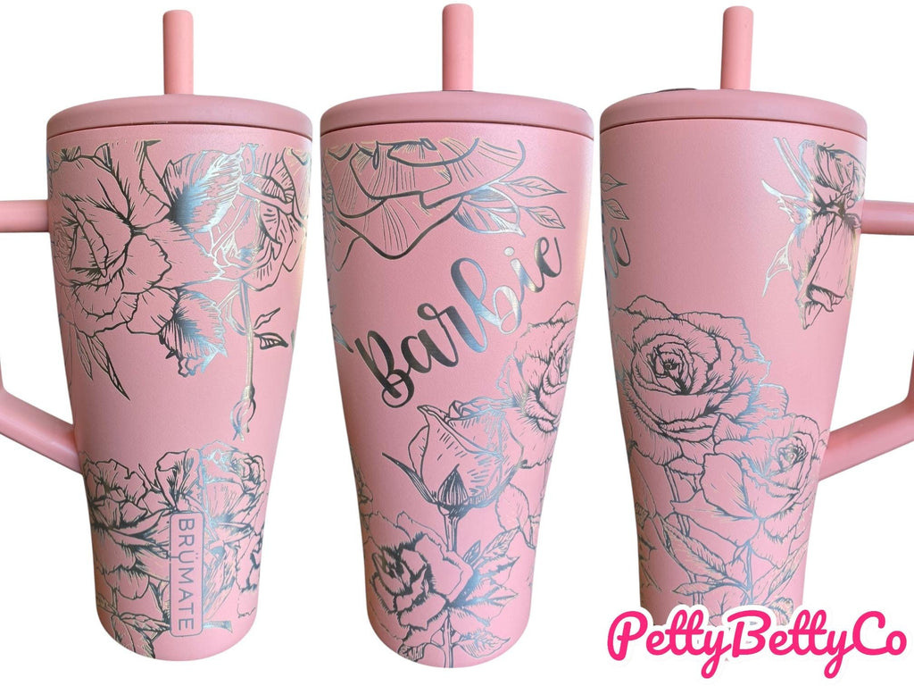 Roses Brumate era tumbler - Pink roses Cup - Engraved Floral Tumbler - Custom Flower Tumbler - engraved Tumbler - 40oz tumbler - Leak Proof