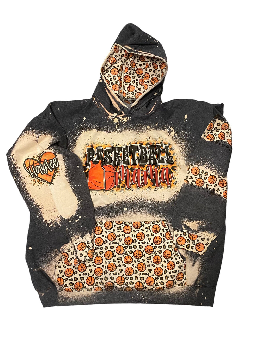 Basketball Hoodie - Custom Basketball Bleached Hoodie - Basketball Mama Shirt - Custom Sport Hoodie