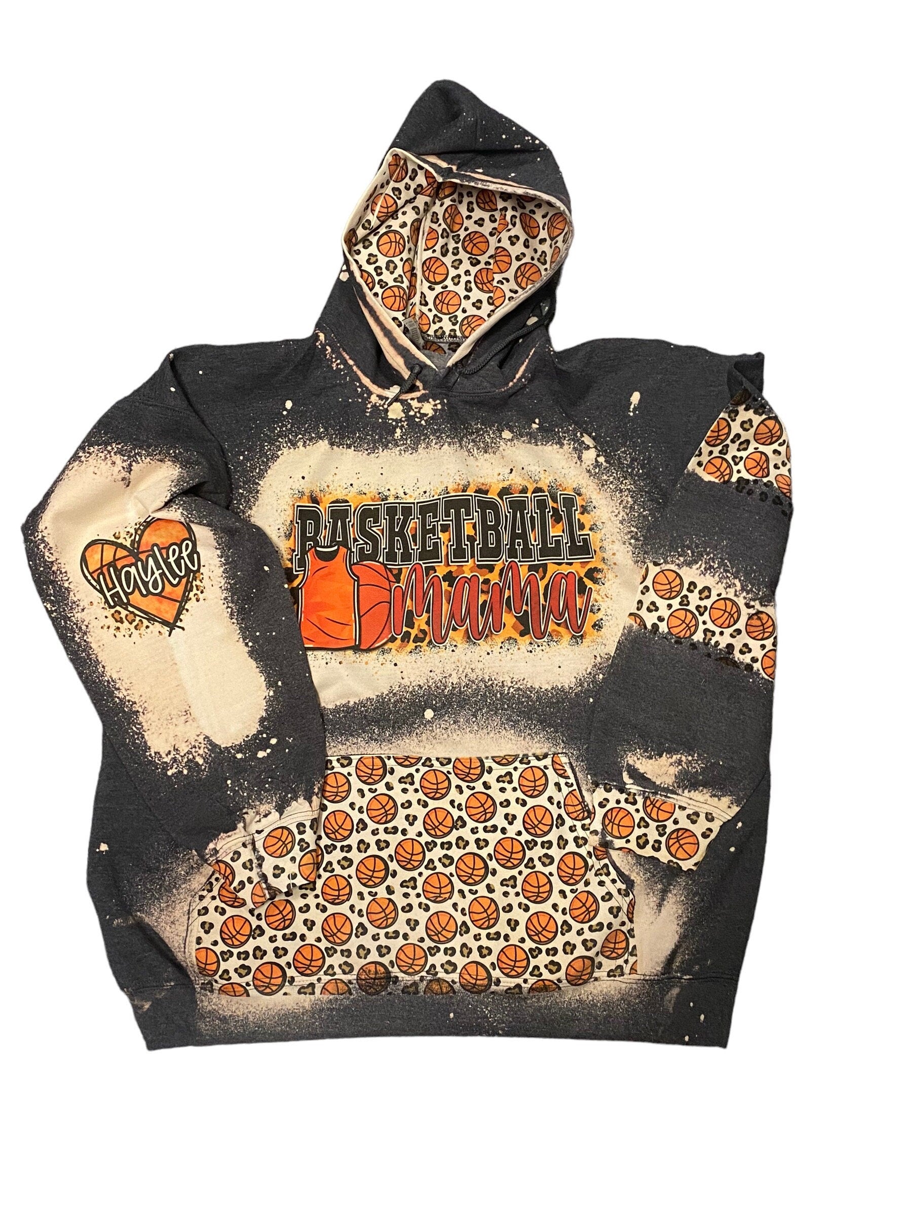 Basketball Hoodie - Custom Basketball Bleached Hoodie - Basketball Mama Shirt - Custom Sport Hoodie