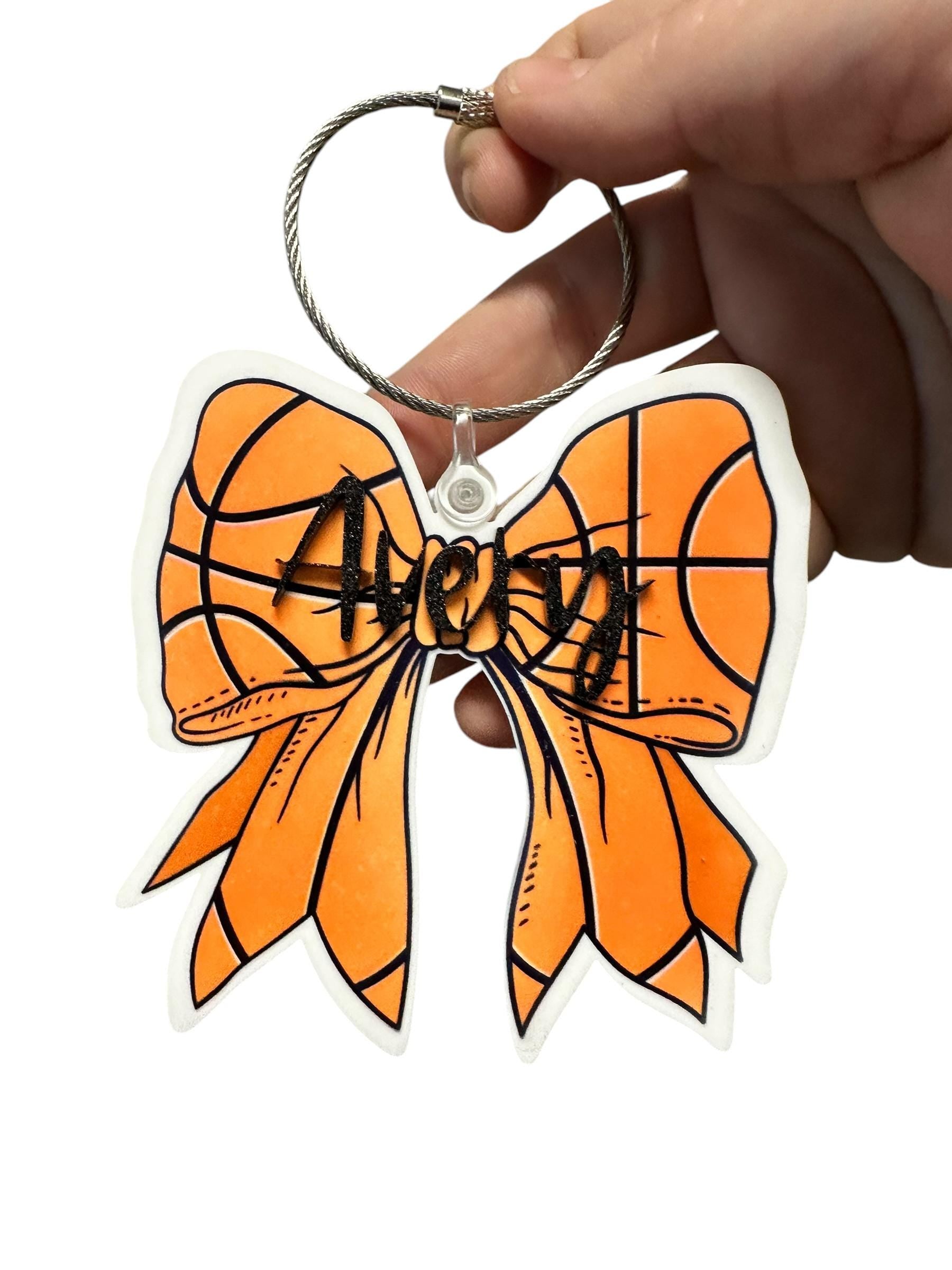 Custom Sport Bow Bag Tags- Purse Charm - Bag Charm Personalized Name Baseball Keychain - Baseball Team Gift - Tag - Bag Tag - Name keychain