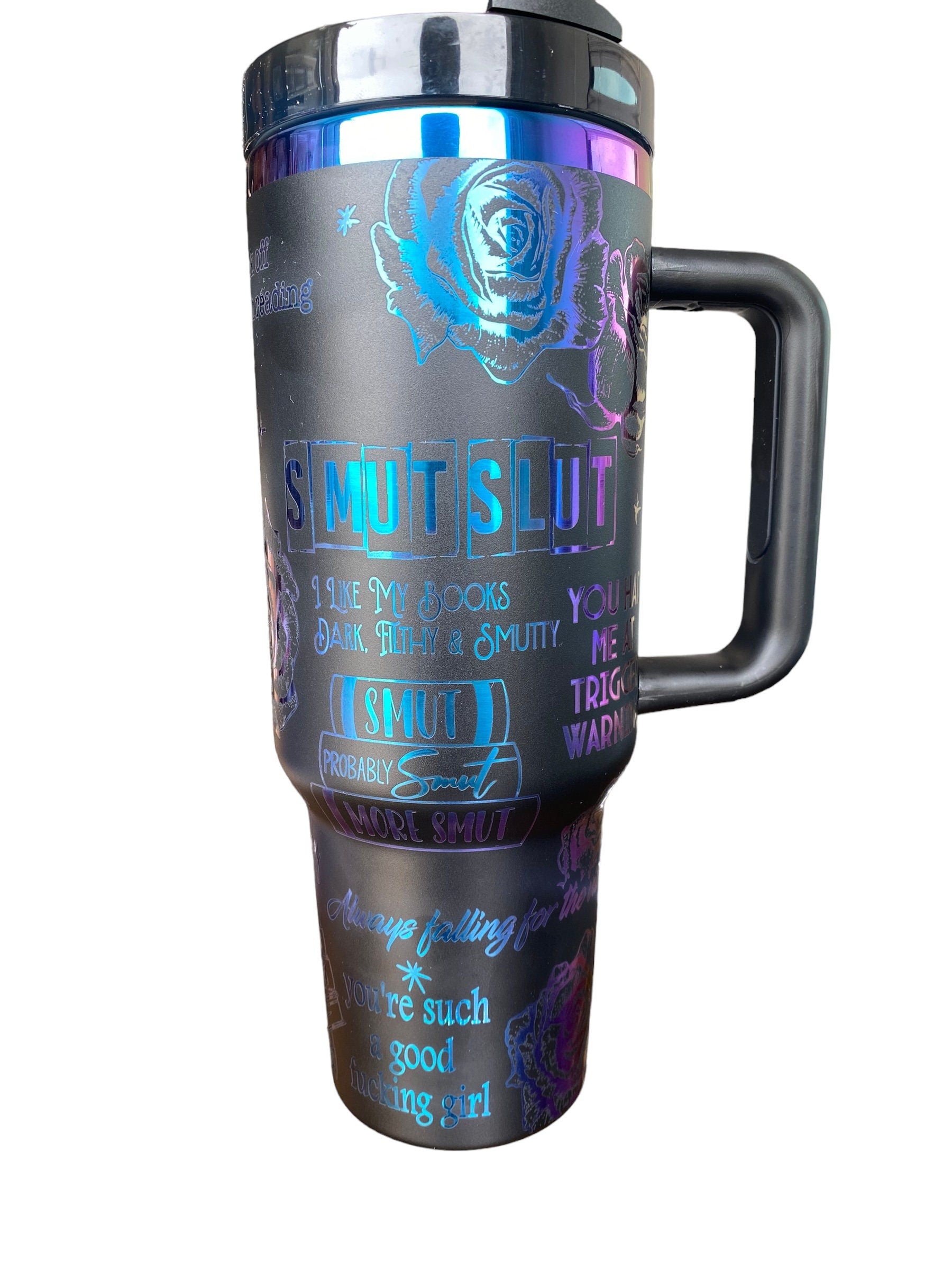 Smutty Book Club Tumbler -  Engraved Cup - Custom Engraved Cup  - 40oz tumbler with handle - Dark Romance Book Theme Tumbler