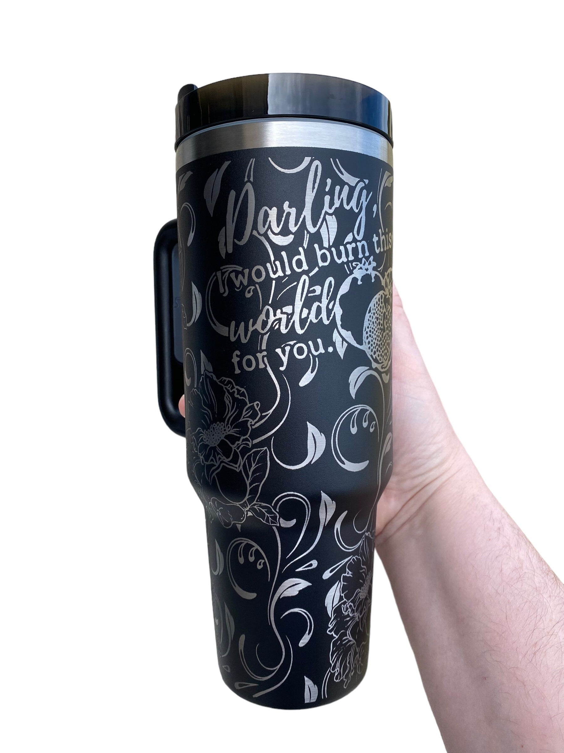 Darling I Would Burn the World For you Tumbler- Hades & Persephone Love Book Engraved Tumbler - Booktok Engraved Cup - Custom Engraved Cup