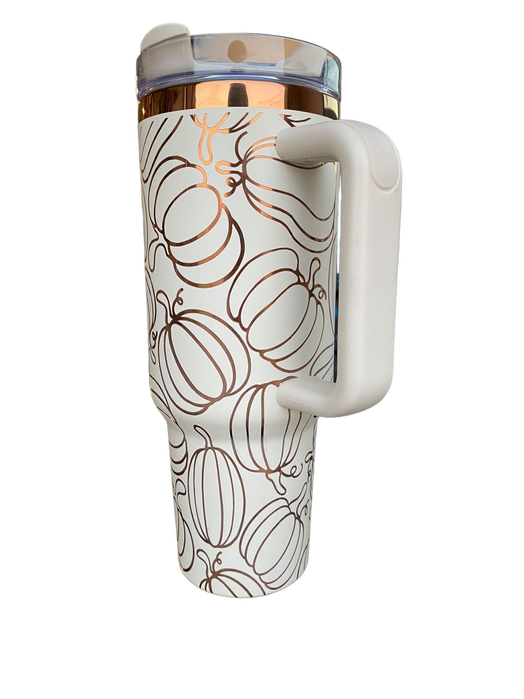 Pumpkin Spice Tumbler - Pumpkin Burst Cup - Fall tumbler -Copper and Cream Fall Tumbler Cup - Engraved Fall Tumbler - Autumn Tumbler