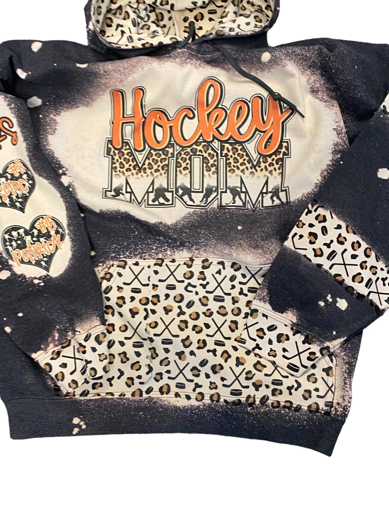 Hockey Mom Bleached Hoodie - Custom Color Hockey hoodie -Hockey Mom Sweatshirt, Bleached Sweatshirt, Hockey Mom Shirt Personalized Hockey