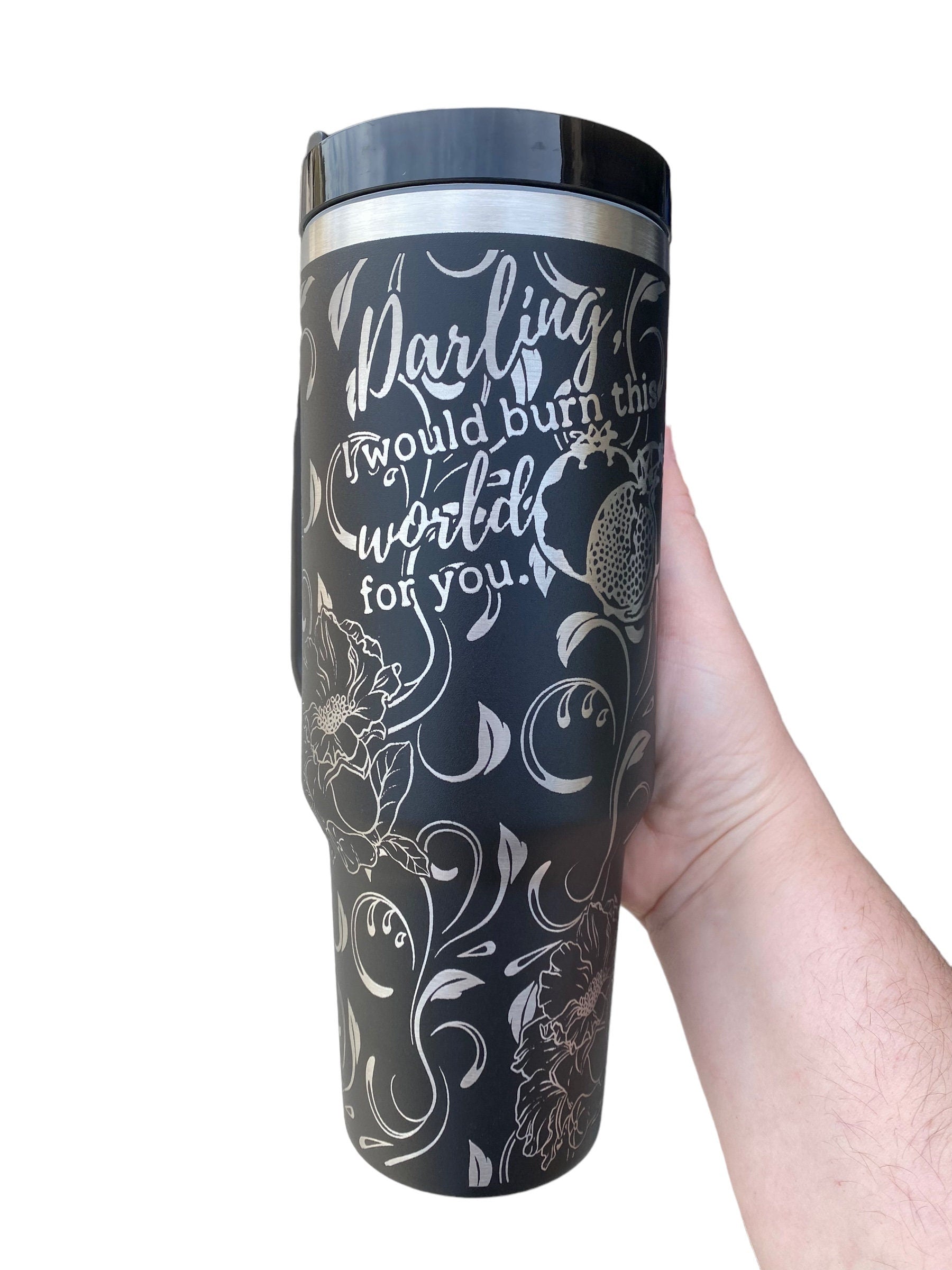 Darling I Would Burn the World For you Tumbler- Hades & Persephone Love Book Engraved Tumbler - Booktok Engraved Cup - Custom Engraved Cup