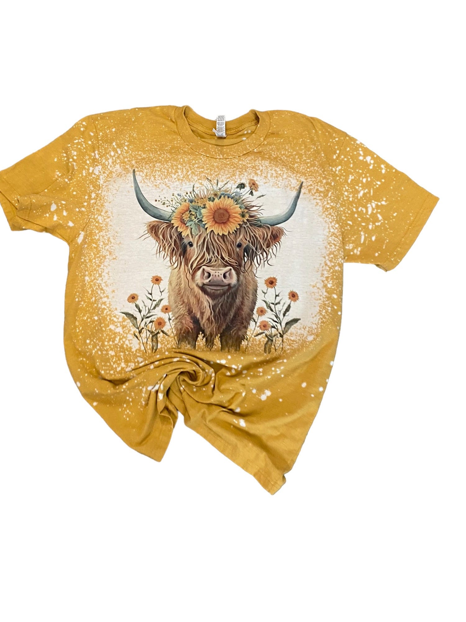 Highland Cow Shirt - Cow and sunflower Shirt - Yellow cow Shirt - Bleach Highland Cow Shirt