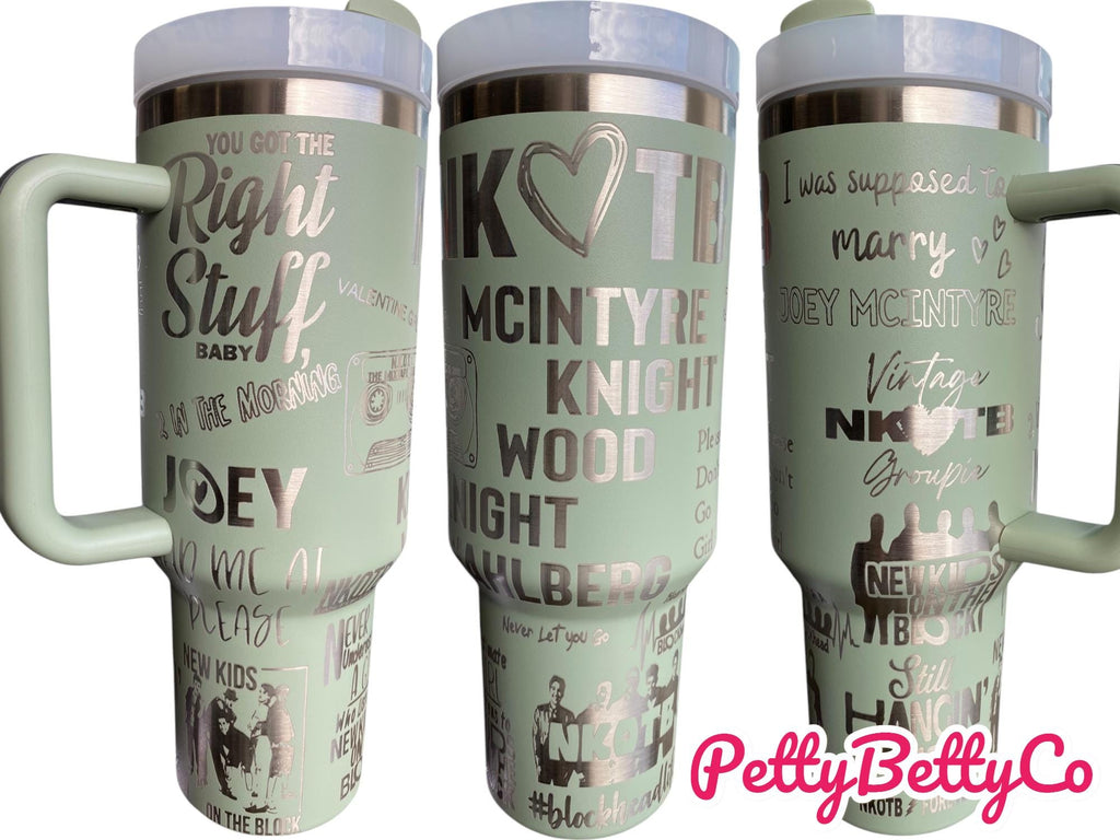 The Right Stuff Music Tumbler  - engraved Pop Music tumbler NKOTB - 40oz tumbler with handle
