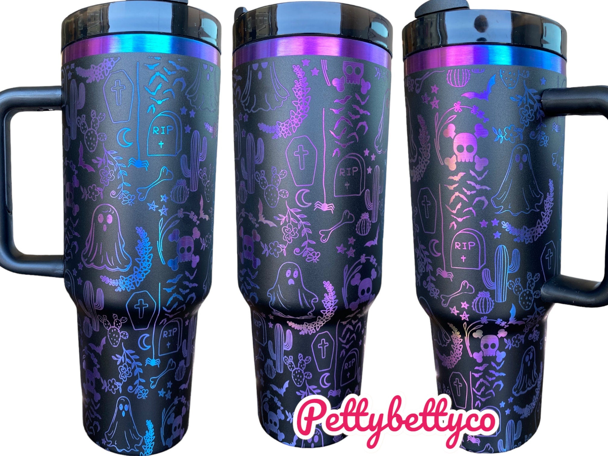 Spooky Season Tumbler - Ghosts and Ghouls Halloween Engraved Tumbler - 40oz Engraved Tumbler - Halloween Cup - Skeleton Tumbler