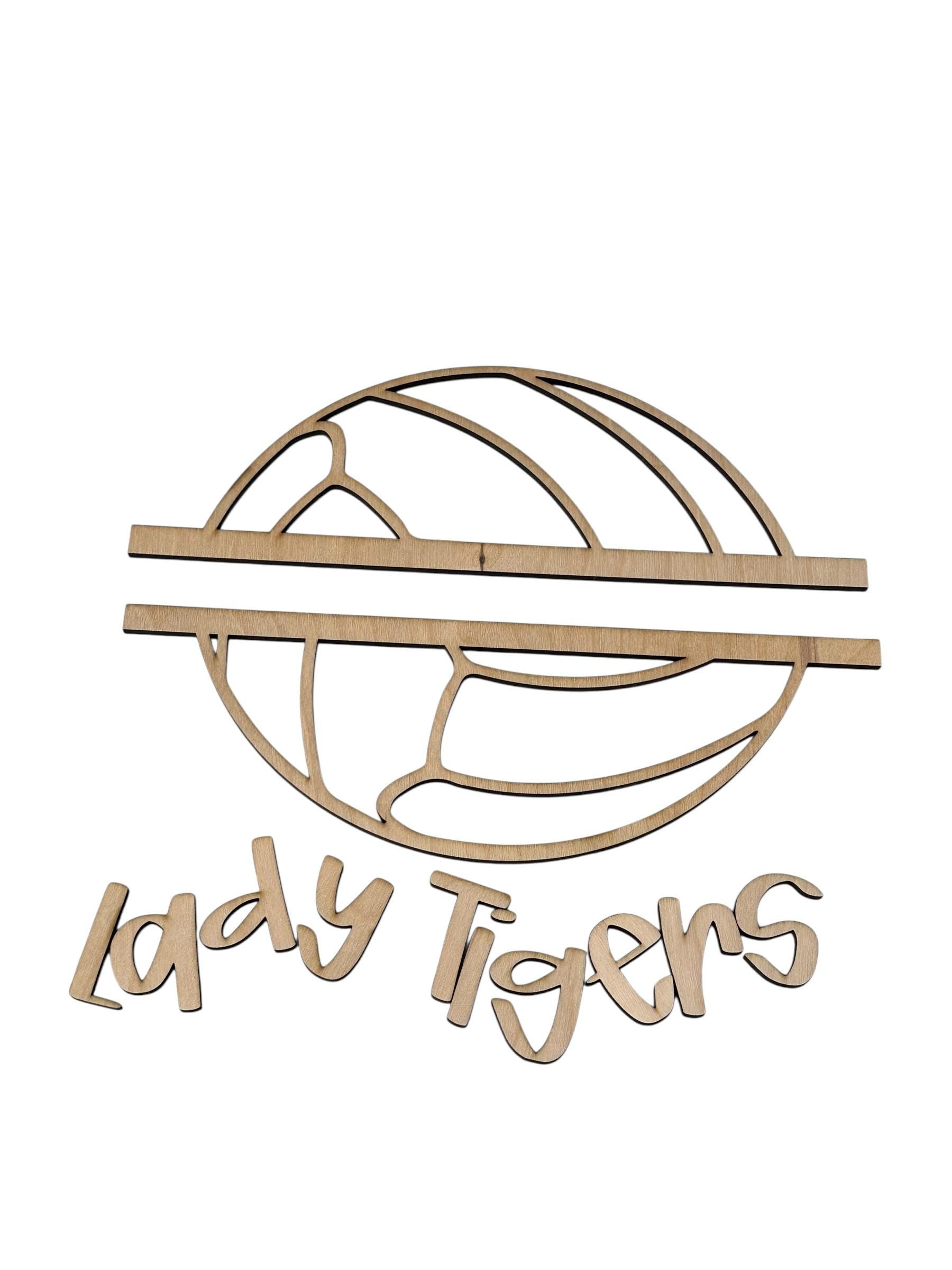 Volleyball Wooden Name Cut out and Backer for DIY  Decor Personalized Wooden Name Sign | Laser Cut Wood Names | Volleyball Cheerstick
