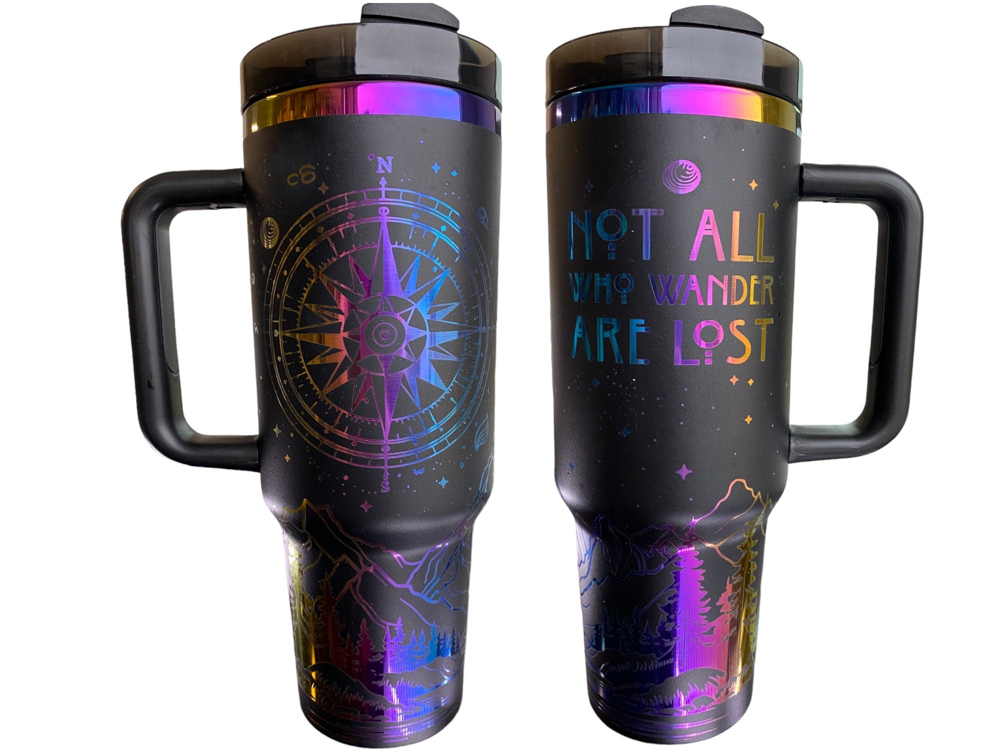 Books and Coffee Engraved Cup - I'm all Booked Custom Engraved Cup  - 40oz tumbler with handle -  Reading Theme Tumbler - Gift for Reader