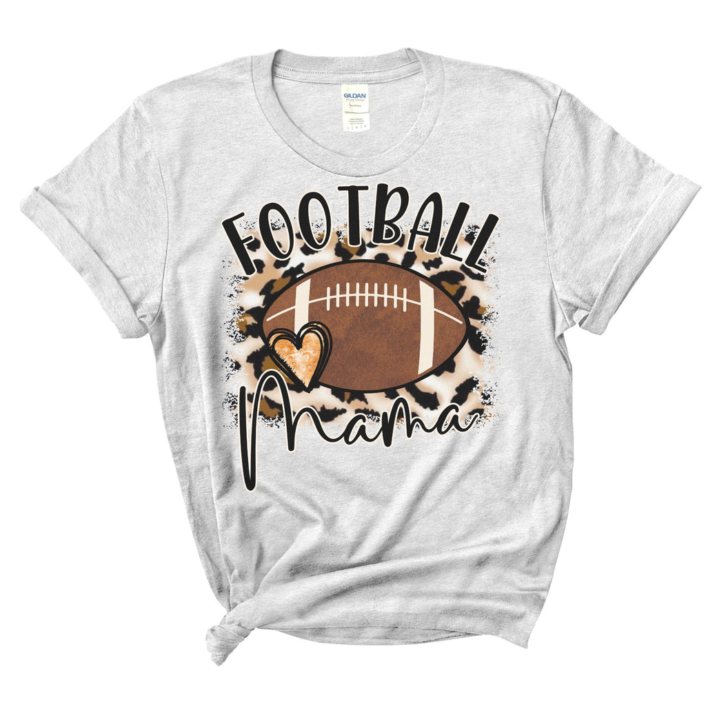 Football mama Heart Shirt - Cheetah Helmet Football Shirt- Bleached Sports Shirt - Leopard Football Shirt - Football Shirt - Bleached Tee