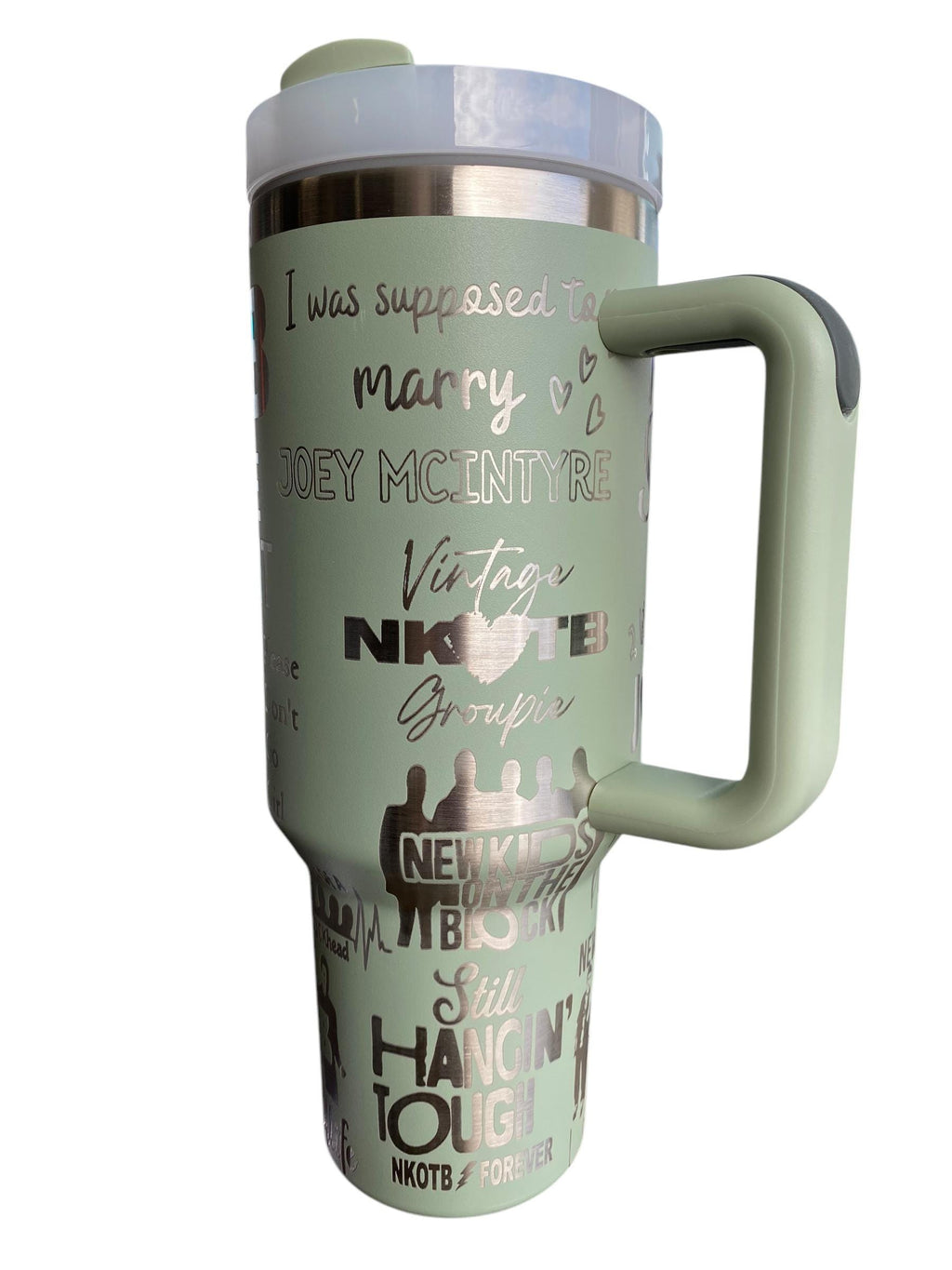 The Right Stuff Music Tumbler  - engraved Pop Music tumbler NKOTB - 40oz tumbler with handle