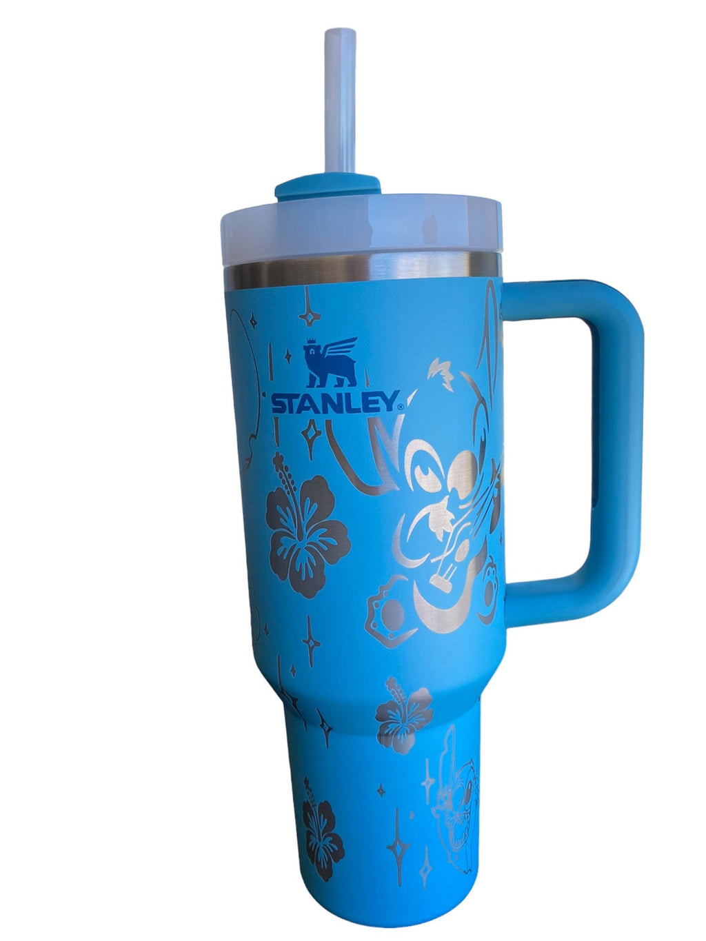 Blue Alien Cup - Custom Engraved Cup  - 40oz tumbler with handle