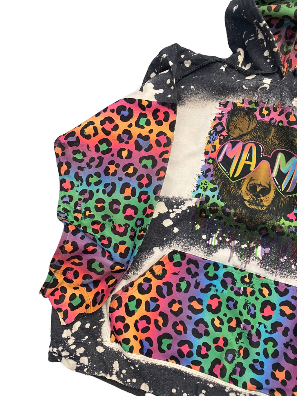 Mama Bear Hoodie - 90s Mom Hoodie - Neon Leopard Shirt - Mom Shirt - 90s mama bear sweatshirt - Bleached mama sweatshirt - Bleached Hoodies