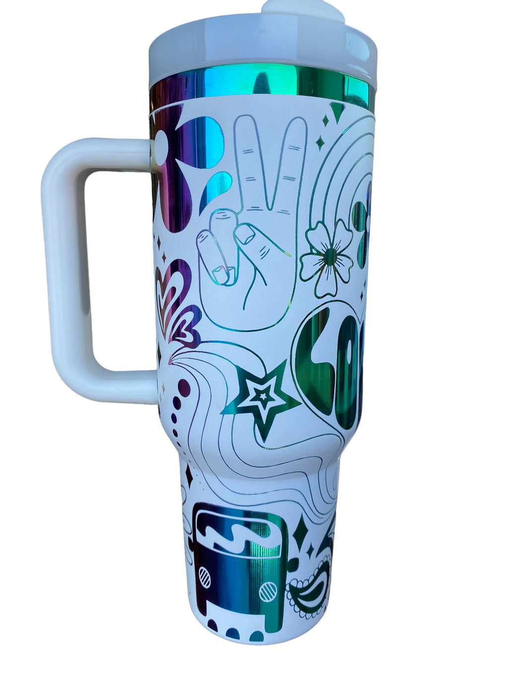 Peace and Love Tumbler - 70oz Tumbler - Hippy Tumbler - Rainbow Love tumbler - engraved Tumbler - 40oz tumbler