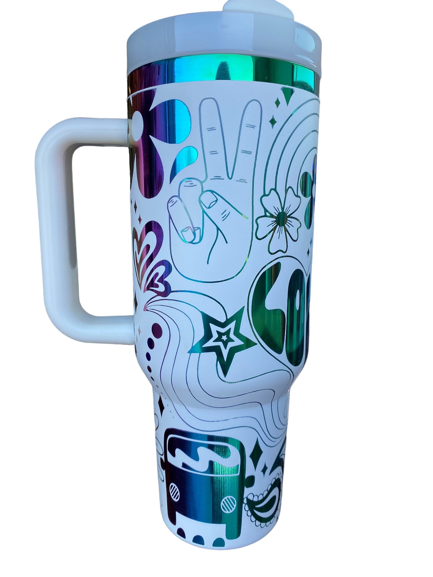 Peace and Love Tumbler - 70oz Tumbler - Hippy Tumbler - Rainbow Love tumbler - engraved Tumbler - 40oz tumbler
