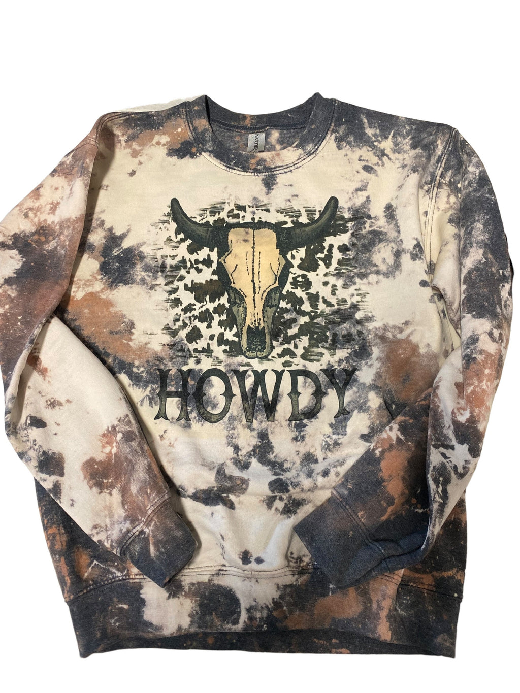 HOWDY Bull Sweatshirt - Cowhide Bleach Crewneck Sweatshirt - Howdy Shirt -Western Wear - Cow Print Shirt Highland Cow shirt Cowgirl Cowboy